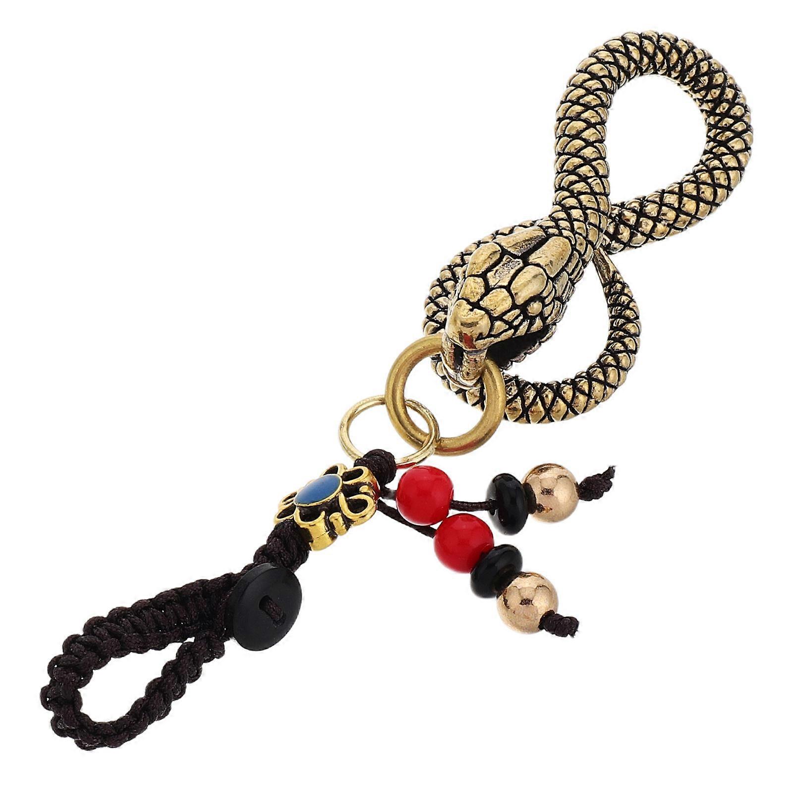 Retro Metal Snake Keychain Pendant Feng Shui Charm Unisex Car Bag Backpack Hanging Decor For Snake Year Collection