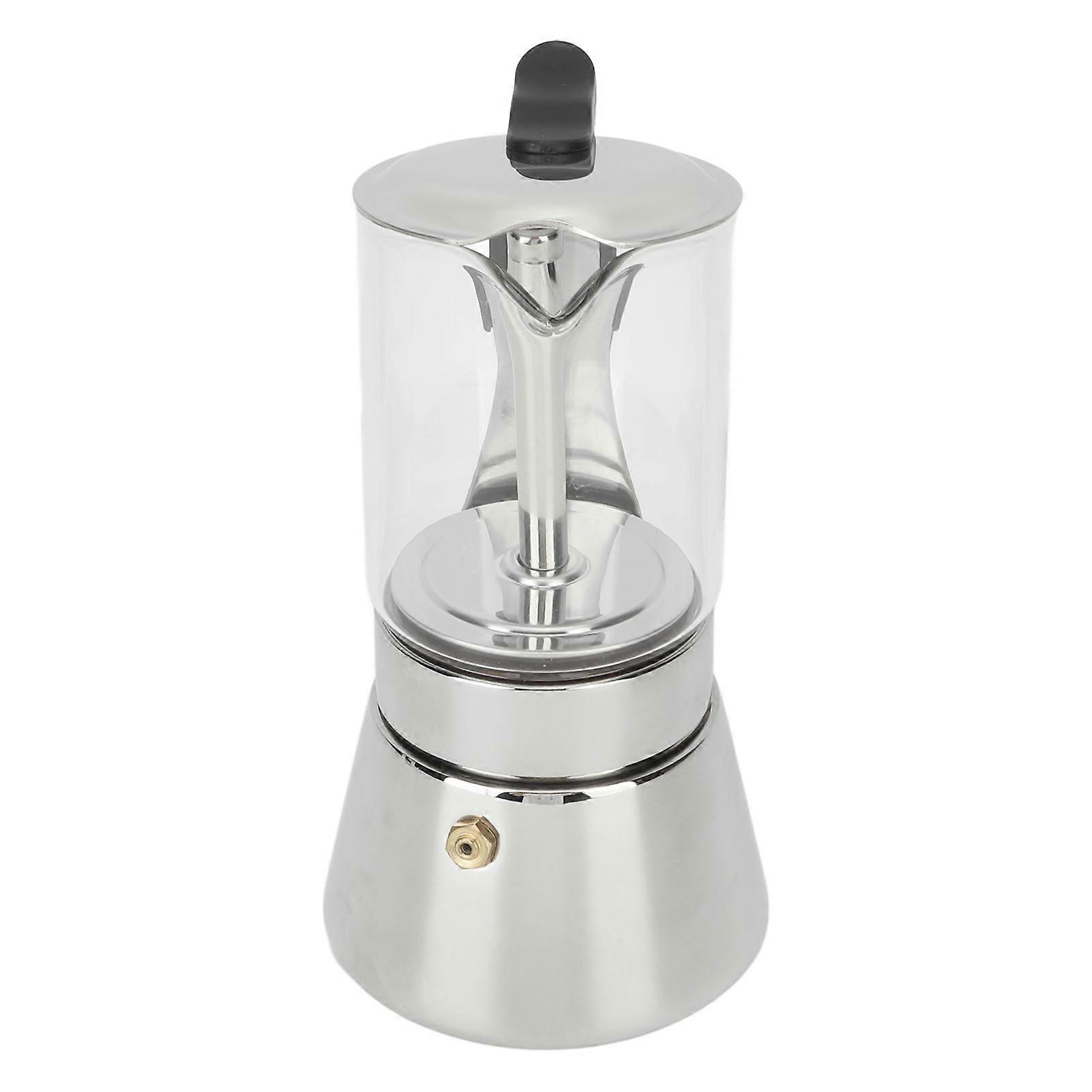 סיר קפה מוקה גוף גלוי מכונת קפה Greca נירוסטה כיריים עליונות מכונת קפה סיר מוקה לבית קפה ביתי משרד 240 מ"ל 