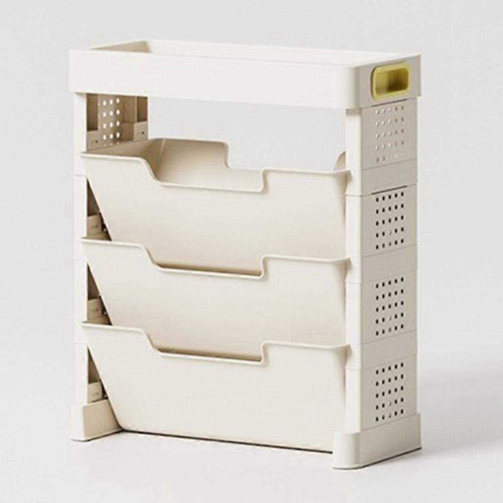 3-Tier Classroom Desk Side Book Storage Rack PP Stationery Organizer without Drawer and Wheels