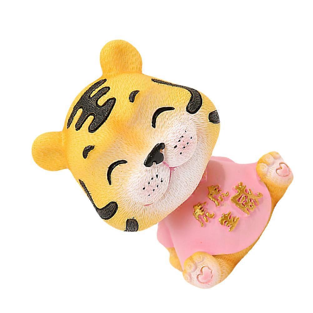 Tiger Figurines Home Decor Resin Tiger Ornament Shaking Head Car Decoration 8X6CM Pink 1Pc