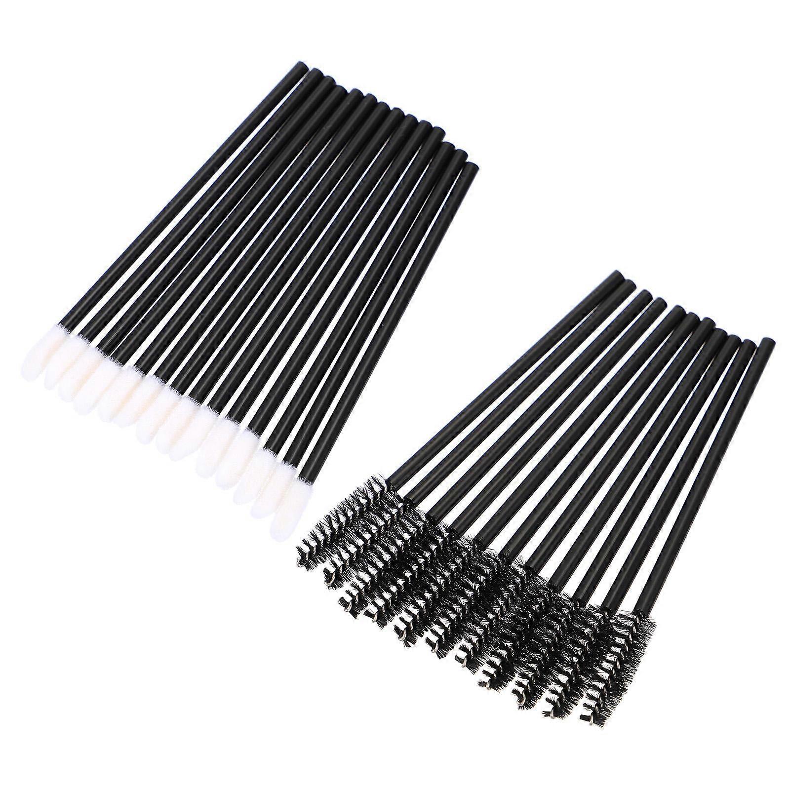 Makeup Tools with Soft Bristles for Smooth Lipstick Application and Bendable Eyelash Brush in Black 100pcs Each