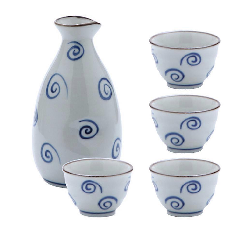 Decorative Tea Kettle Ceramic Saki Pot Japanese Style Dining and Entertainment 14X7X7CM 1 Set