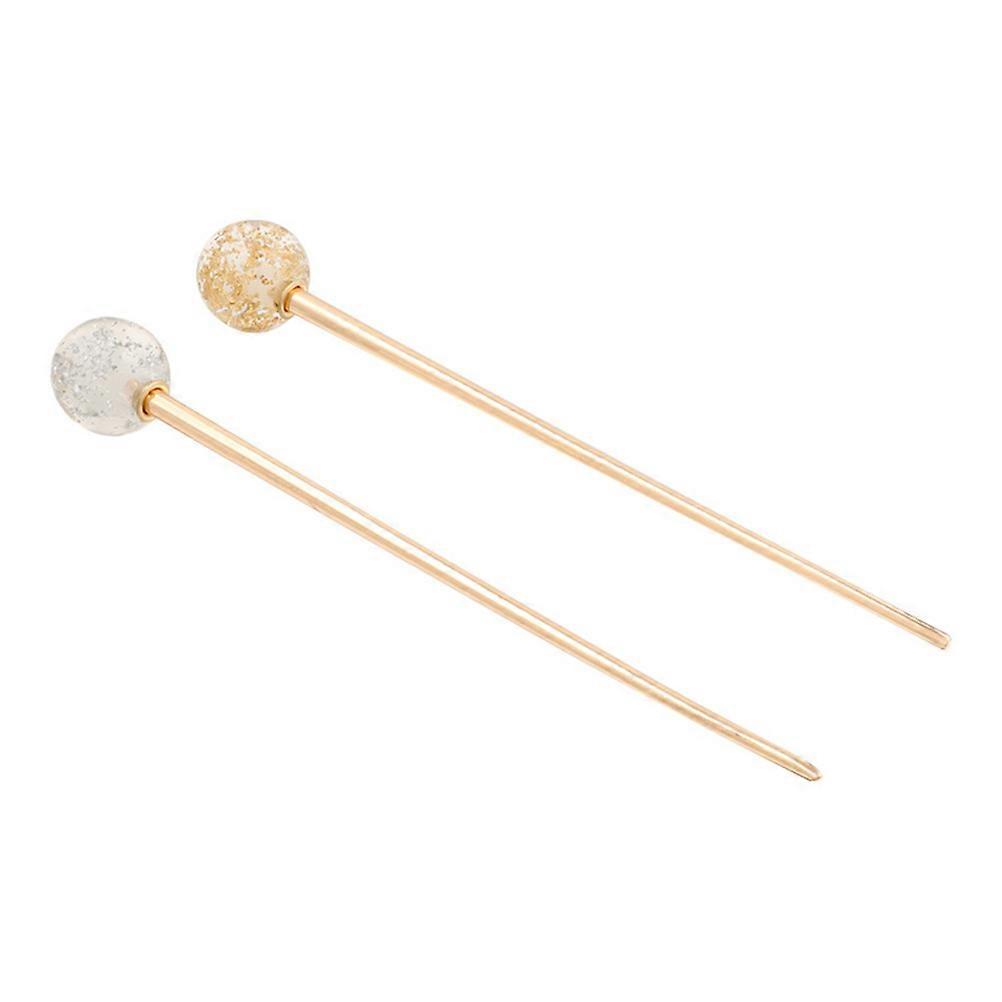 Assorted Color Hair Pins with Iron and Resin Material for Decor Adjustable Position 2 Pcs