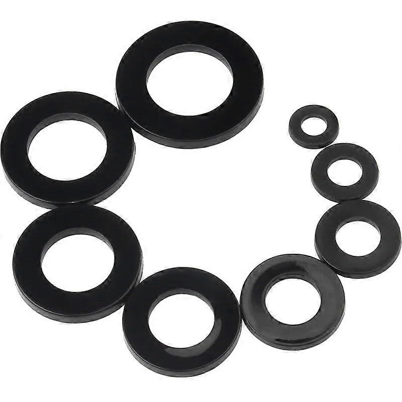 Black Nylon Seal 5-Piece Set M16x30x3, Insulated Plastic Washers for M2 to M20, Flat and Round