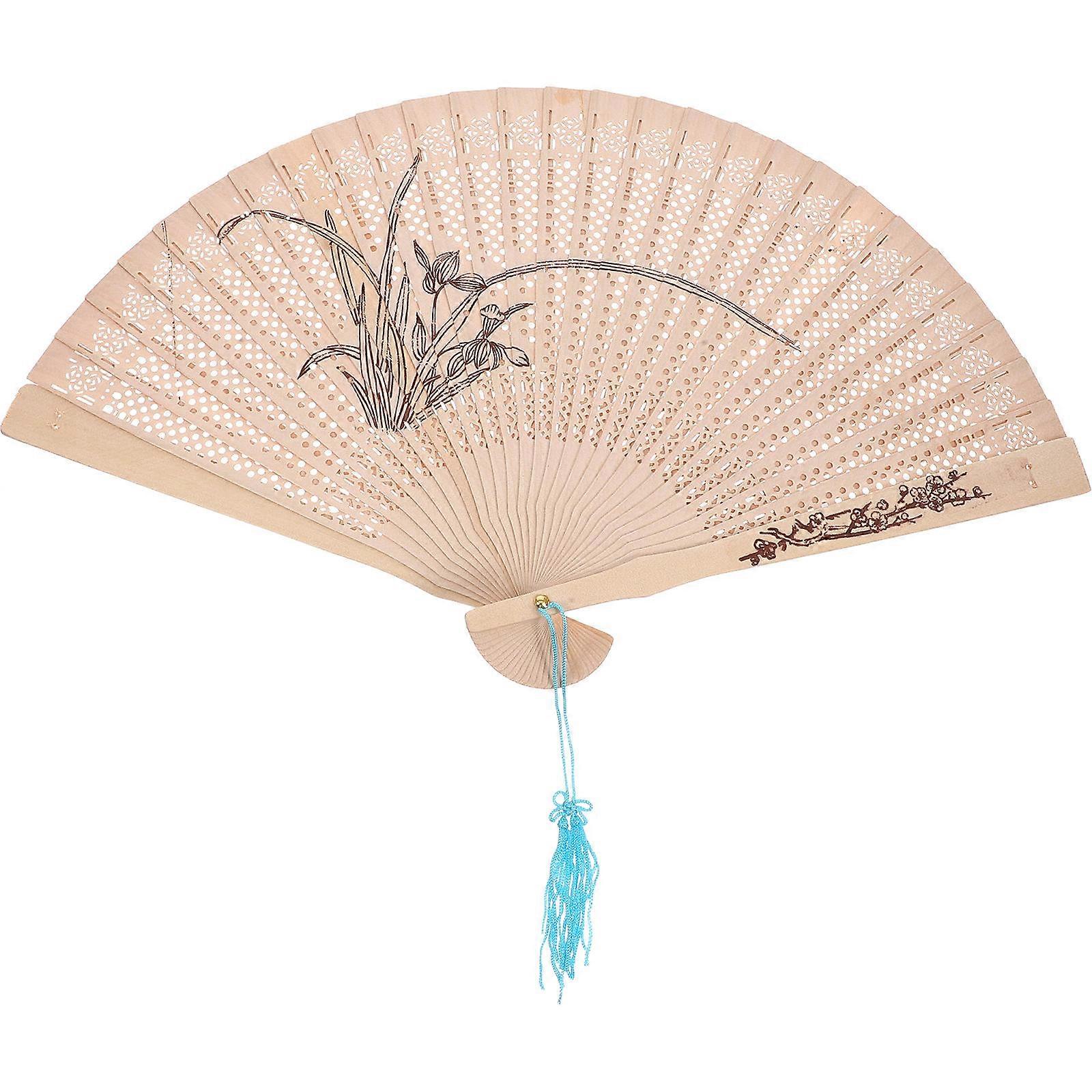 Khaki Folding Fan with Composite Materials for Decor Durable and Portable Hand Fan 6.7 Inches