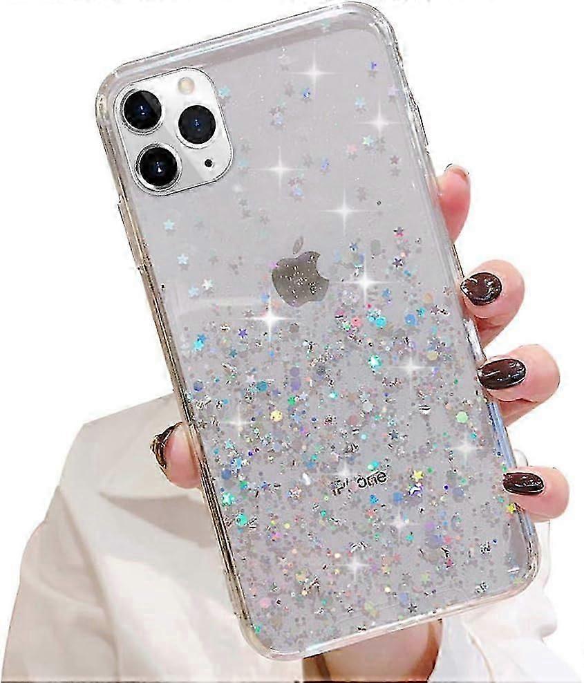 Sparkling Glitter Phone Case  Transparent TPU with Bling Design & Silicone Shock Absorption