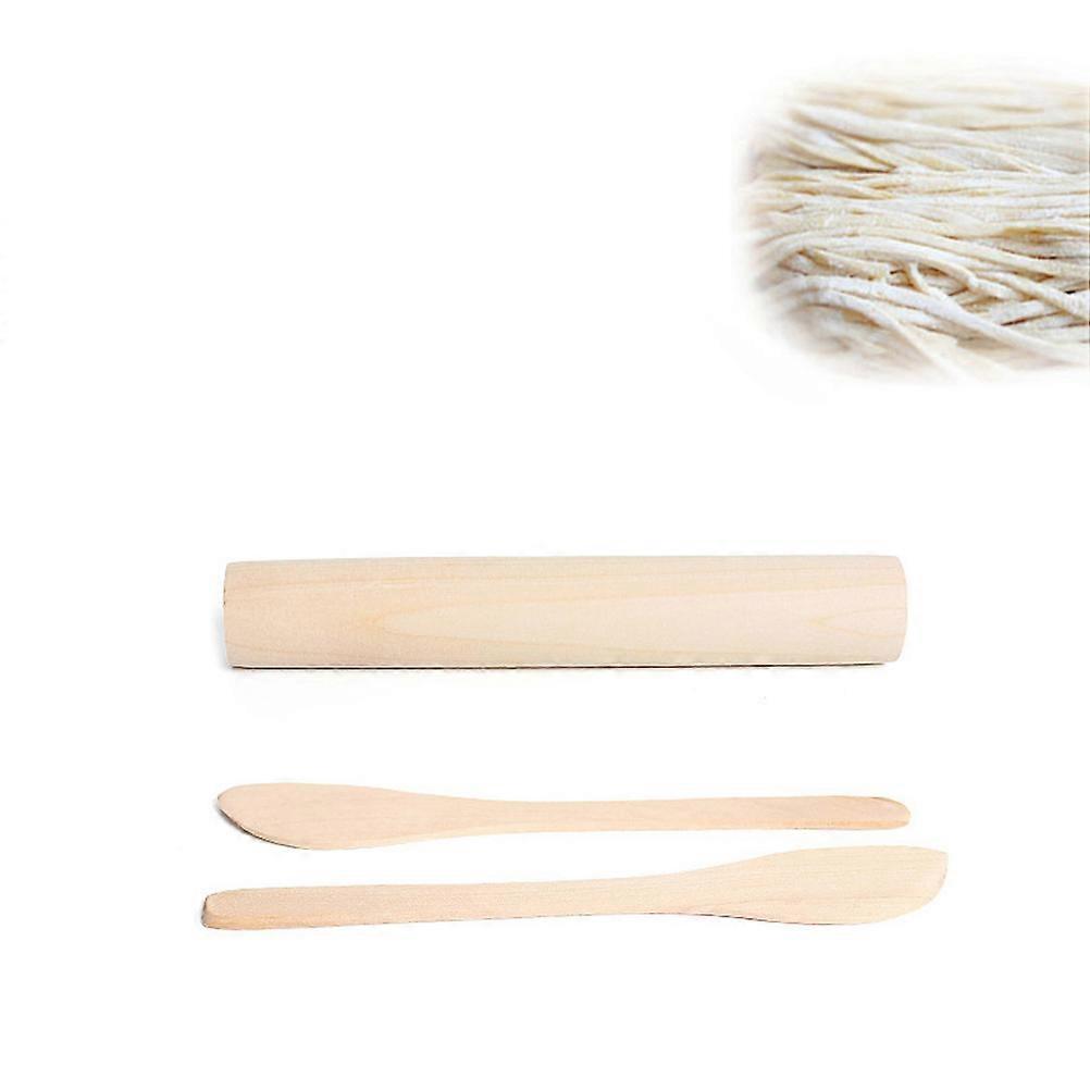 Dumpling Skin Maker Set of 3 Pieces with Natural Lotus Wood Rolling Pin for Making Dumplings Beige