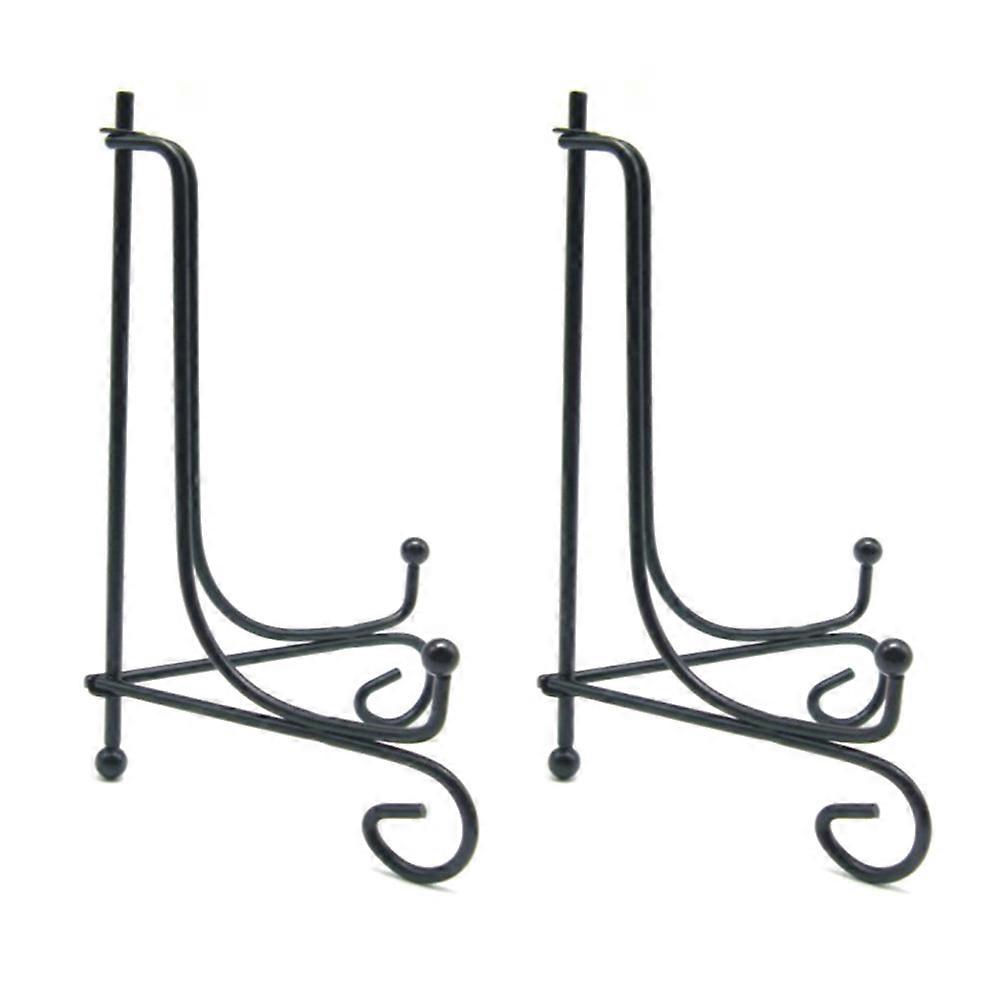 Black Iron Plate Rack for Home Decoration and Solid 2pcs 10 Inch
