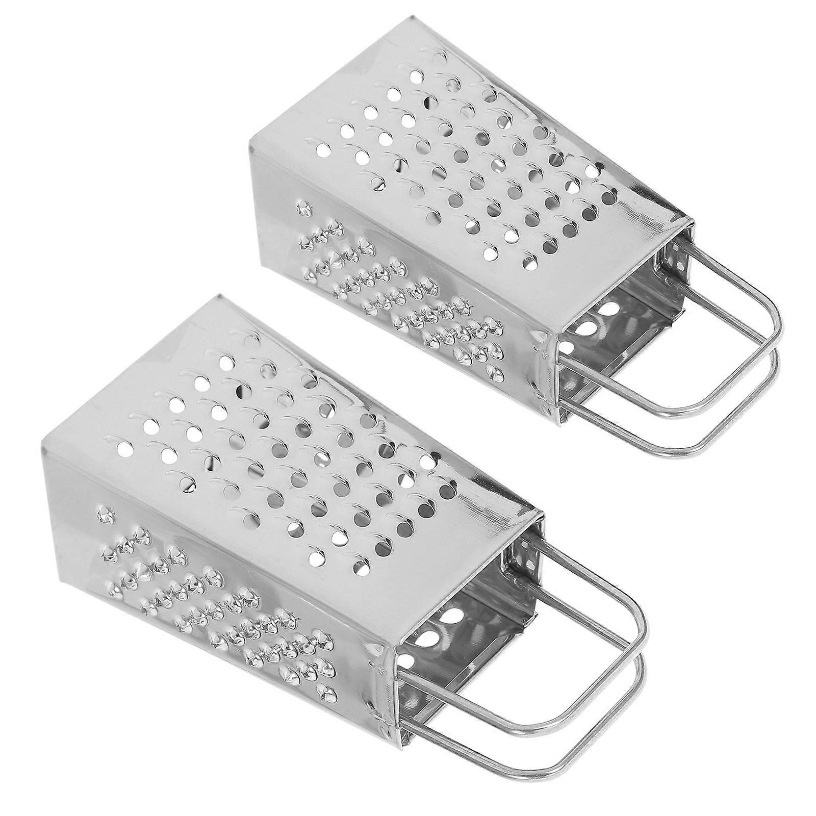 Handheld Cheese for Home Made from Stainless Steel with Multifunctional Design and Fine Grating 2pcs Small Silver