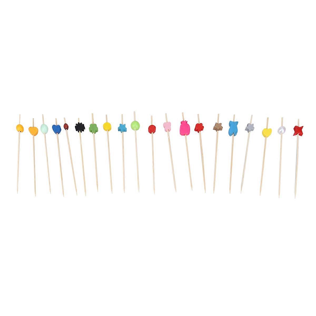 Elegant Composite Fruit Picks with Beads Shape for Decorative Cocktails and Appetizers 100PCS Assorted Color