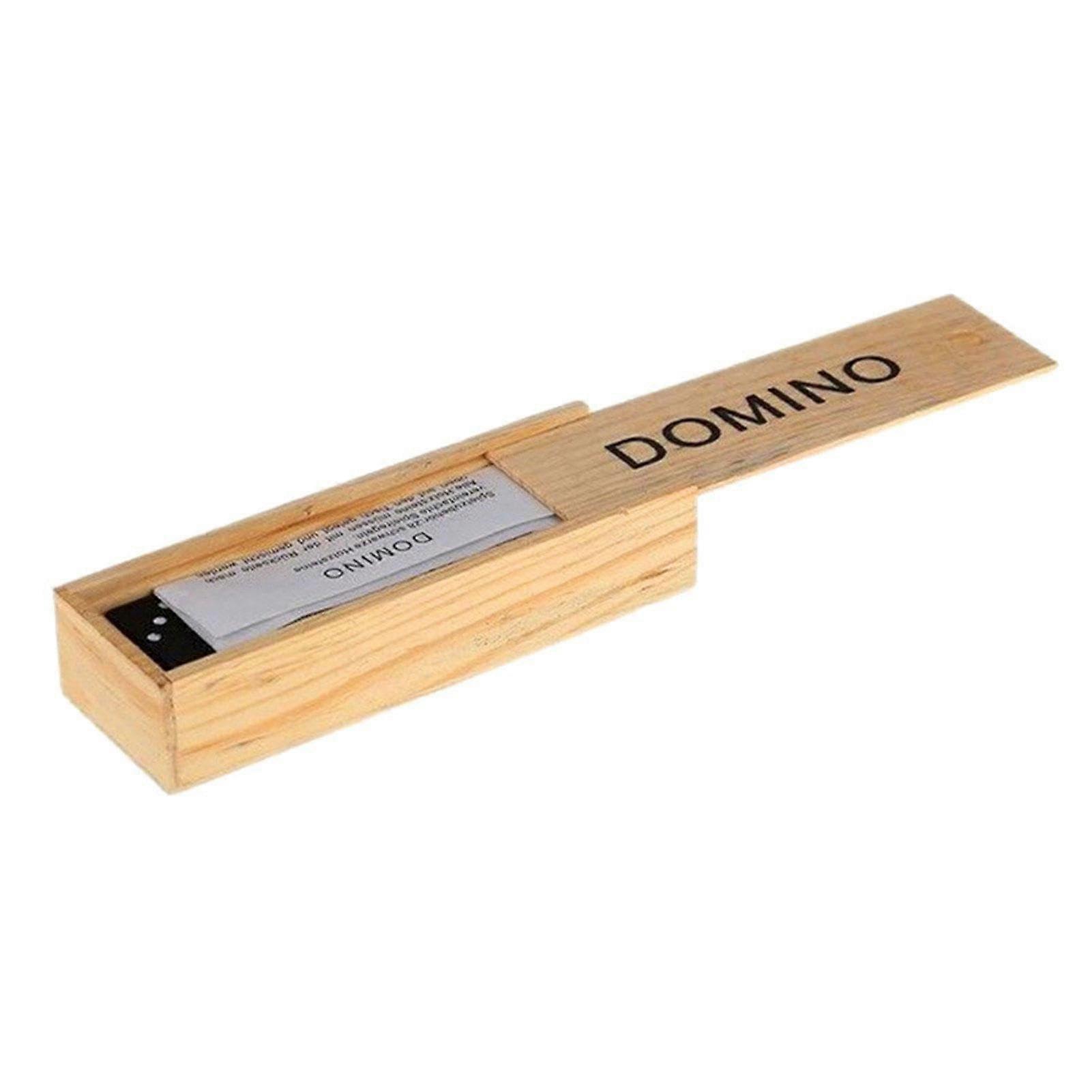 Domino Set Classic Domino Train Game Double 6 Educational Board Game with 28 Tiles and Brown Wood Case for All Ages