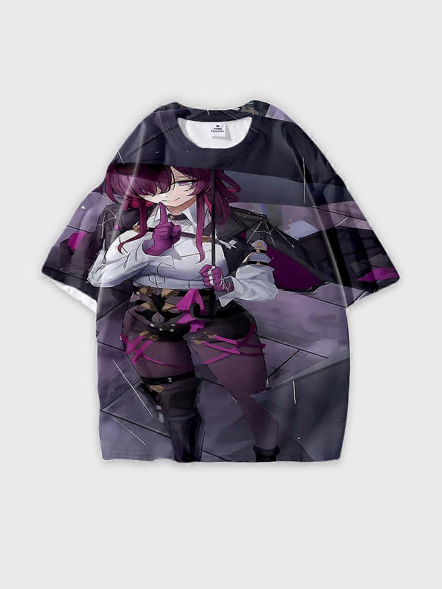 T-shirt round neck Role Pattern loose short sleeve K213