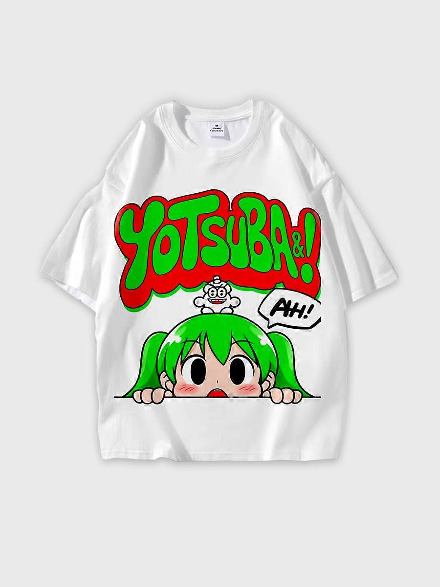 T-shirt round neck book Characters Pattern loose short sleeve B1673