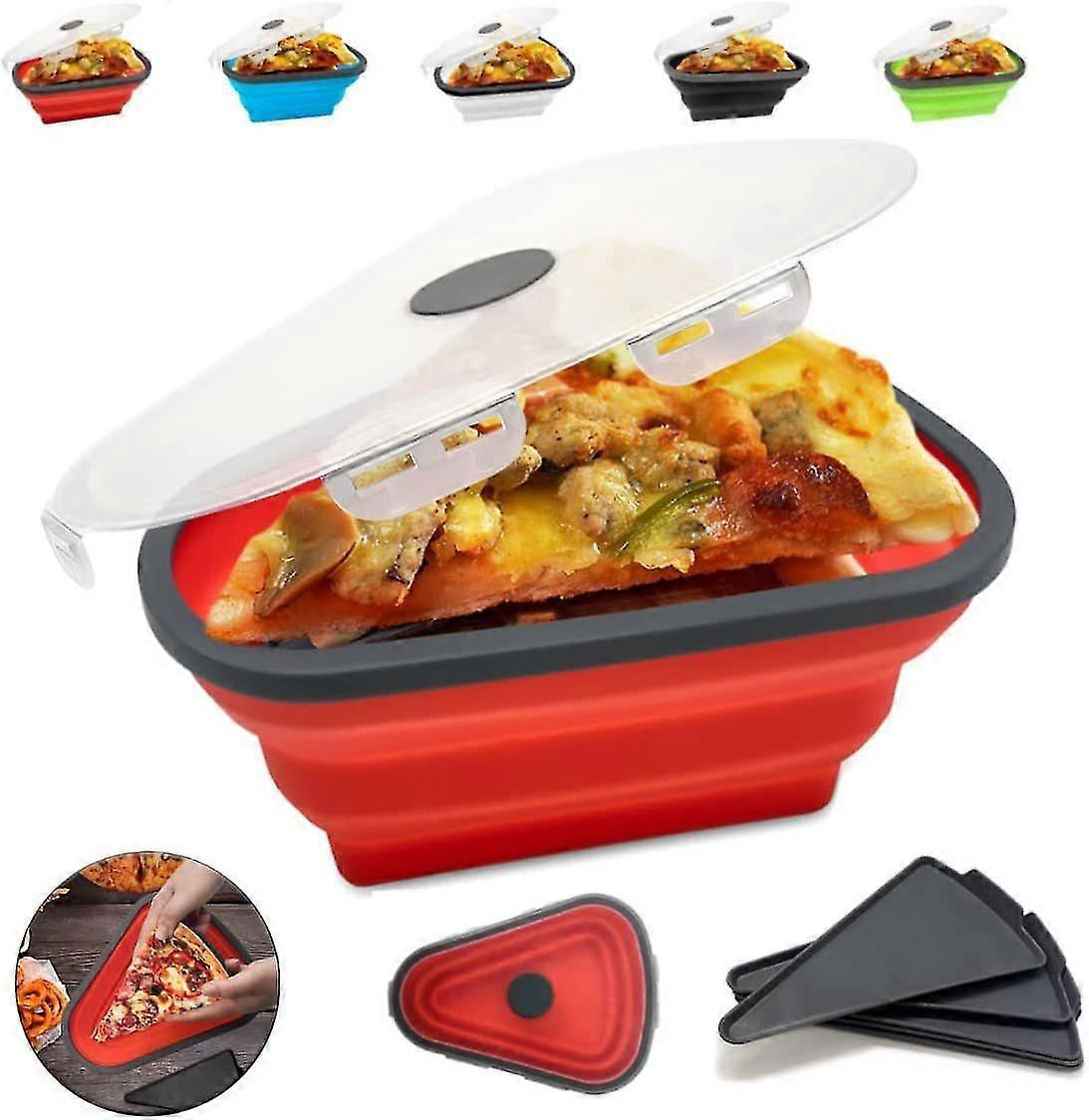 Food grade silicone pizza slice storage container, Foldable and reusable pizza box can store