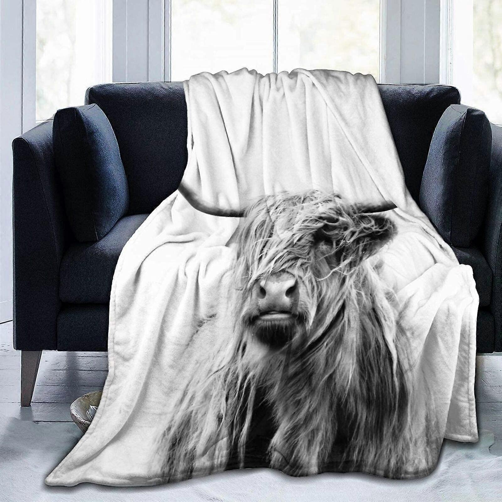 Warm Flannel Fleece Blanket, Reversible, Wool, Sofa Blanket 130 x 150 cm