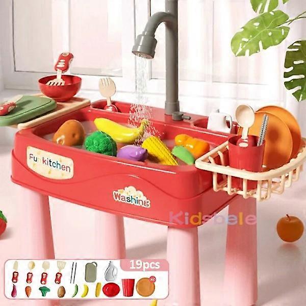 キッズキッチンシンクおもちゃ、電気食器洗い機流水で遊びのふり、夏のおもちゃ