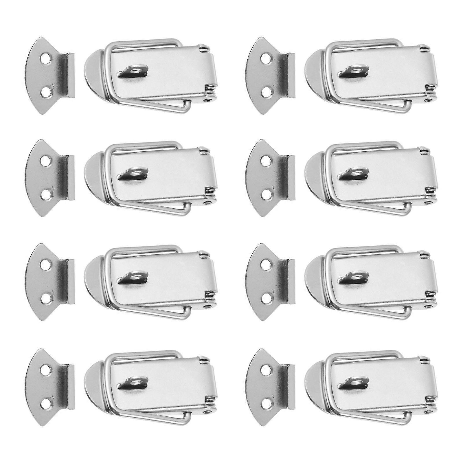 Stainless Steel Spring Lock Latch with Strong Tension for Boxes Silver 8 Sets Small Size