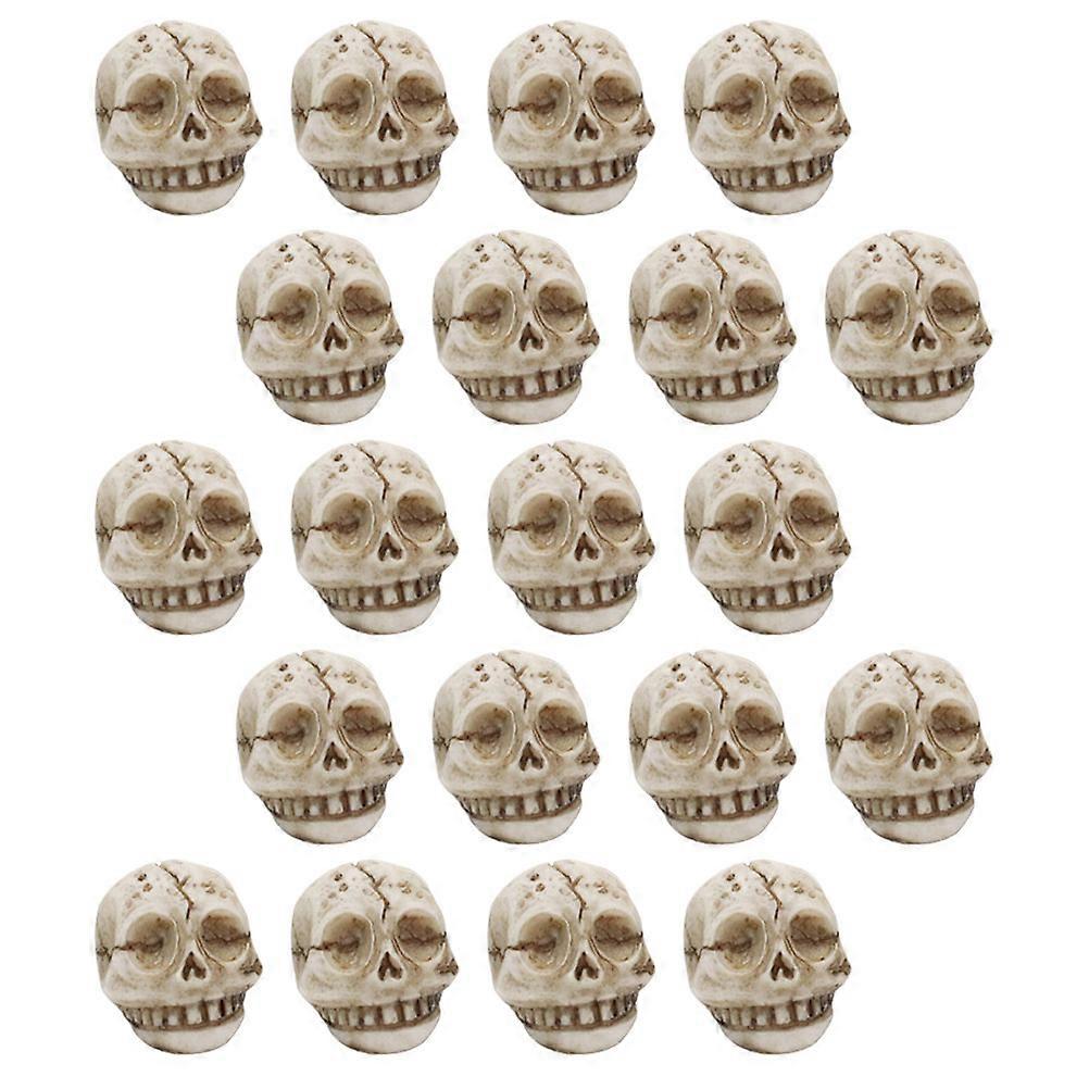 20 Pack Mini Skull Figurines Resin Skeleton Head Statues Halloween Decor Lightweight Weather Resistant Table Ornaments Vase Fillers Aquarium