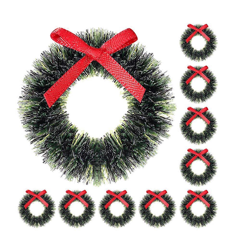 Plastic Christmas Hanging Wreath for Decoration with Festive Green Design 12 Pieces Miniature Garlands