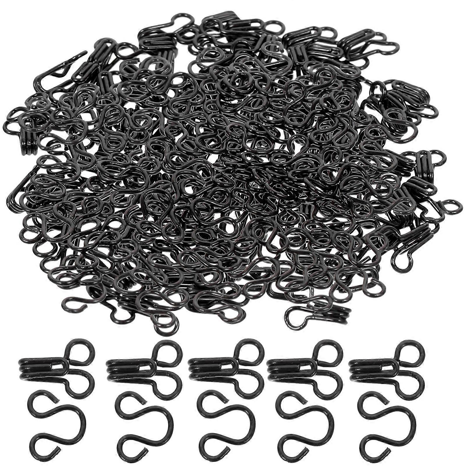 Black Brass Hook and Eye Closures for Clothes Sewing Projects with 100 Pcs