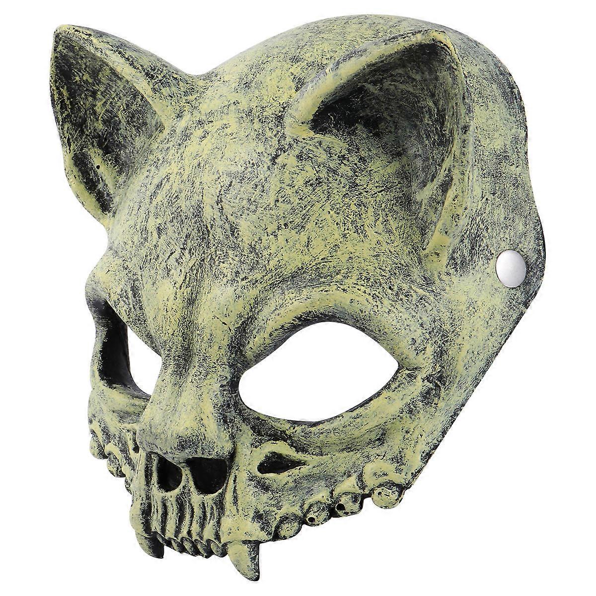 Halloween Prop Skull Shape Mask Creative Costume For Adults Light Yellow Unique Design 1Pack