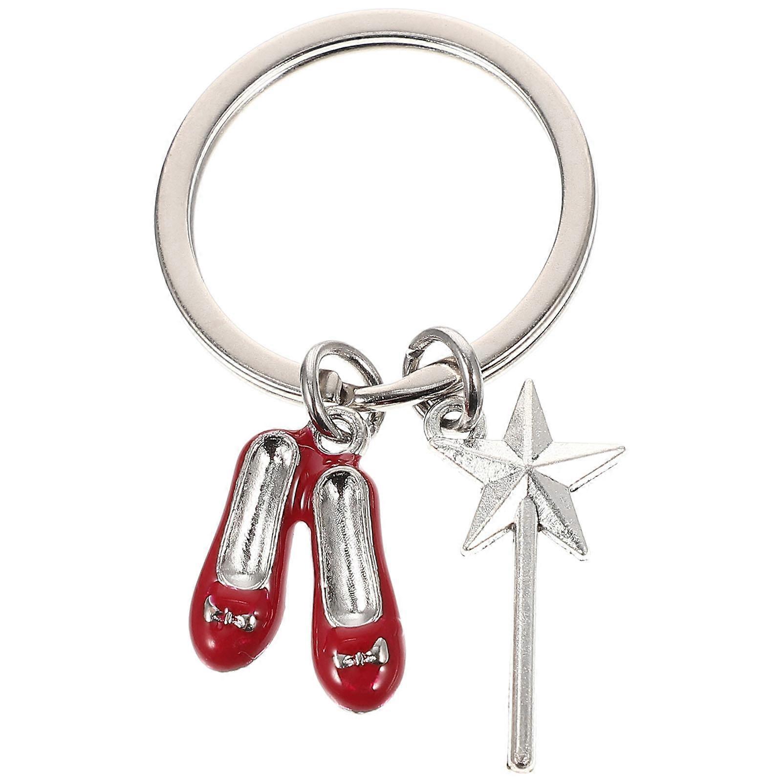 Fairy Wand Keychain with Dancing Shoes Pendents for Bags and Backpacks Multi Color Alloy 3 5 Inches
