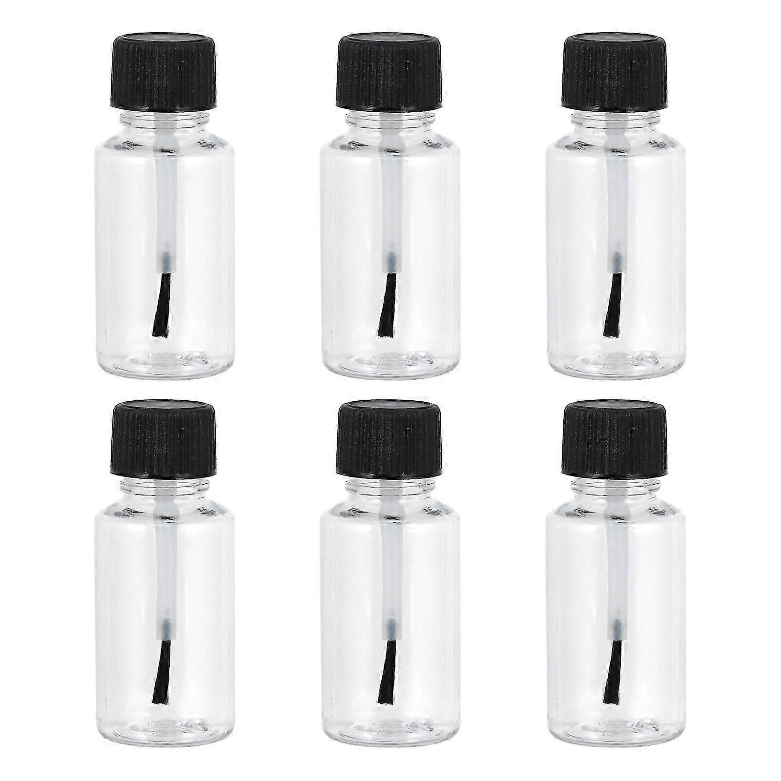 6pcs 20ml frascos de esmalte vazios esmalte garrafas claras com e escova