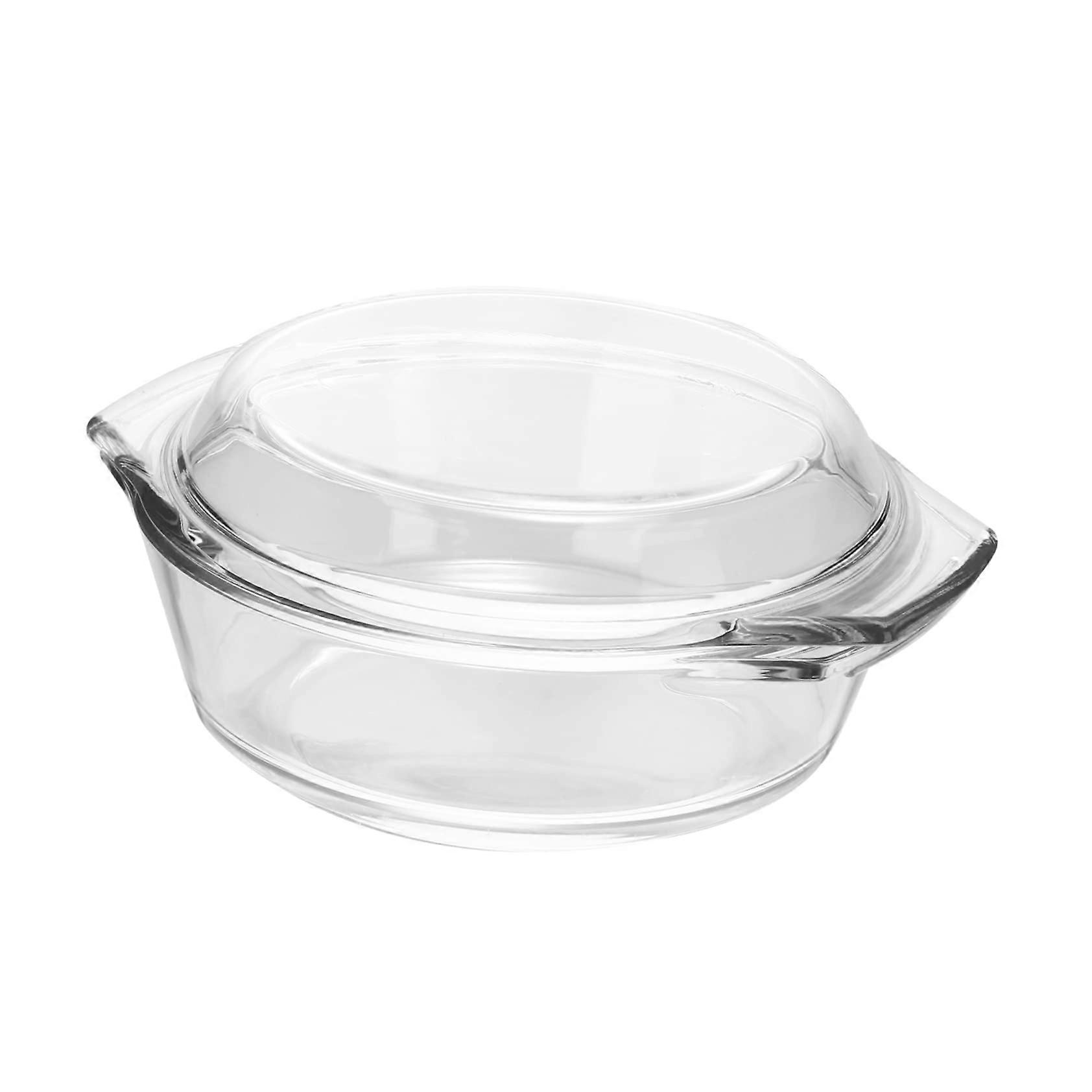 Borosilicate Glass Oven Dish with Lid and Handles for Microwave and Baking Large Soup Bowl