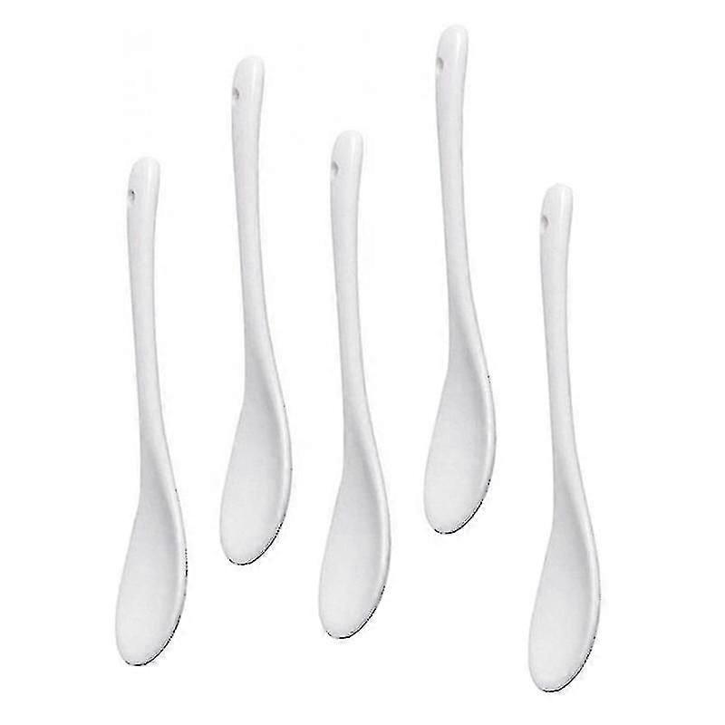 5個の白磁器の卵スプーンセラミックスプーンコーヒースプーンデザートスプーンモカディップサービングスプーン