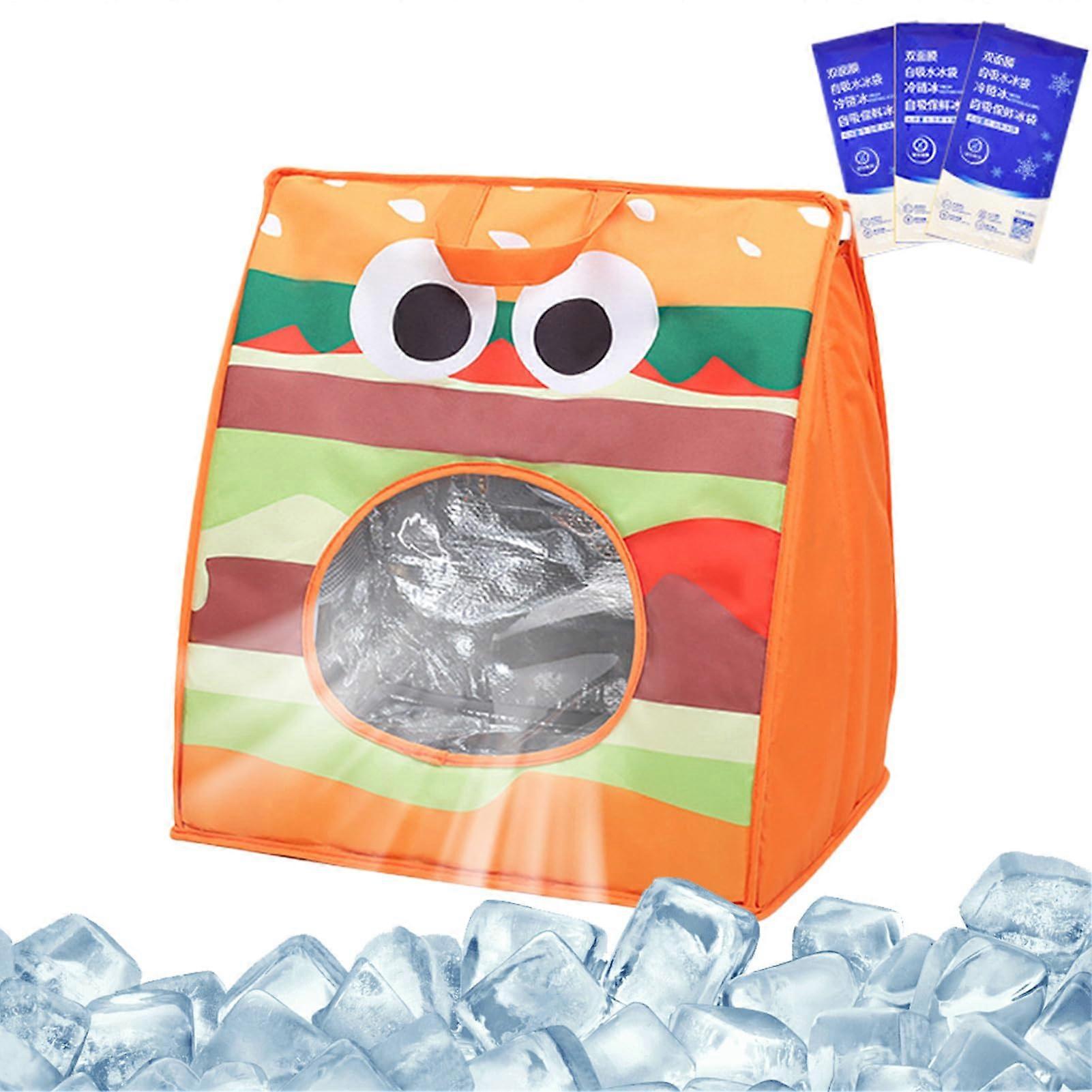 Cat Transport Bag With Built-In Ice Pack, Ventilated, Foldable Portable Insulated Carrier For Travel Hiking Car Orange