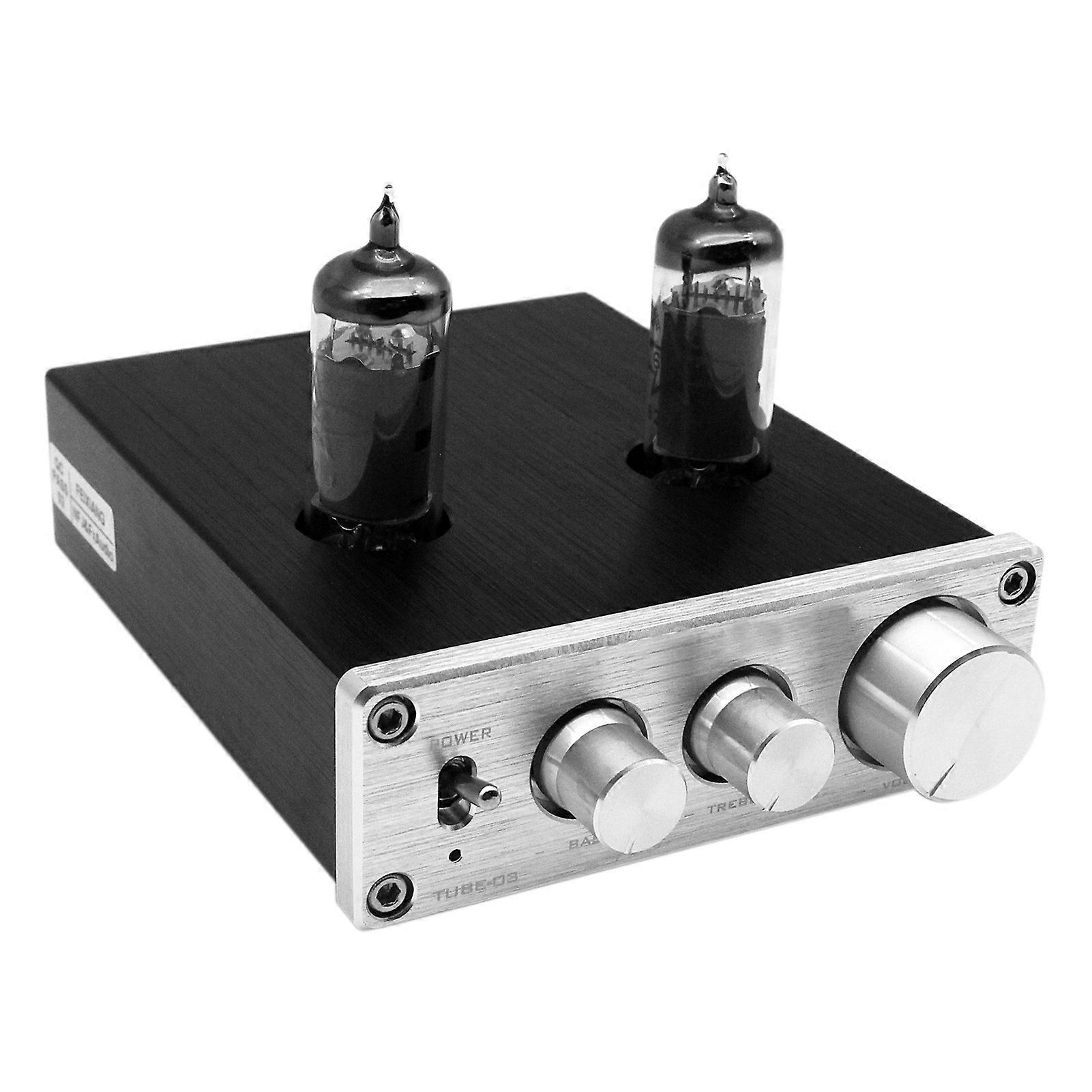 TUBE-03 مصغرة HiFi o مكبر للصوت 6K4 فراغ أنبوب مكبر للصوت عازلة ثلاثي باس تعديل RCA Preamp الفضة الاتحاد الأوروبي التوصيل