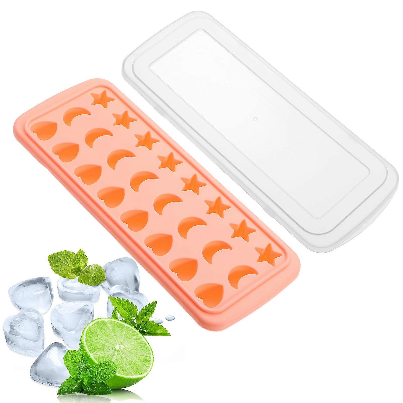Pink Flexible ABS Ice Mold for Kids Use with Star Moon Heart Shapes 2.5in x 2.5in
