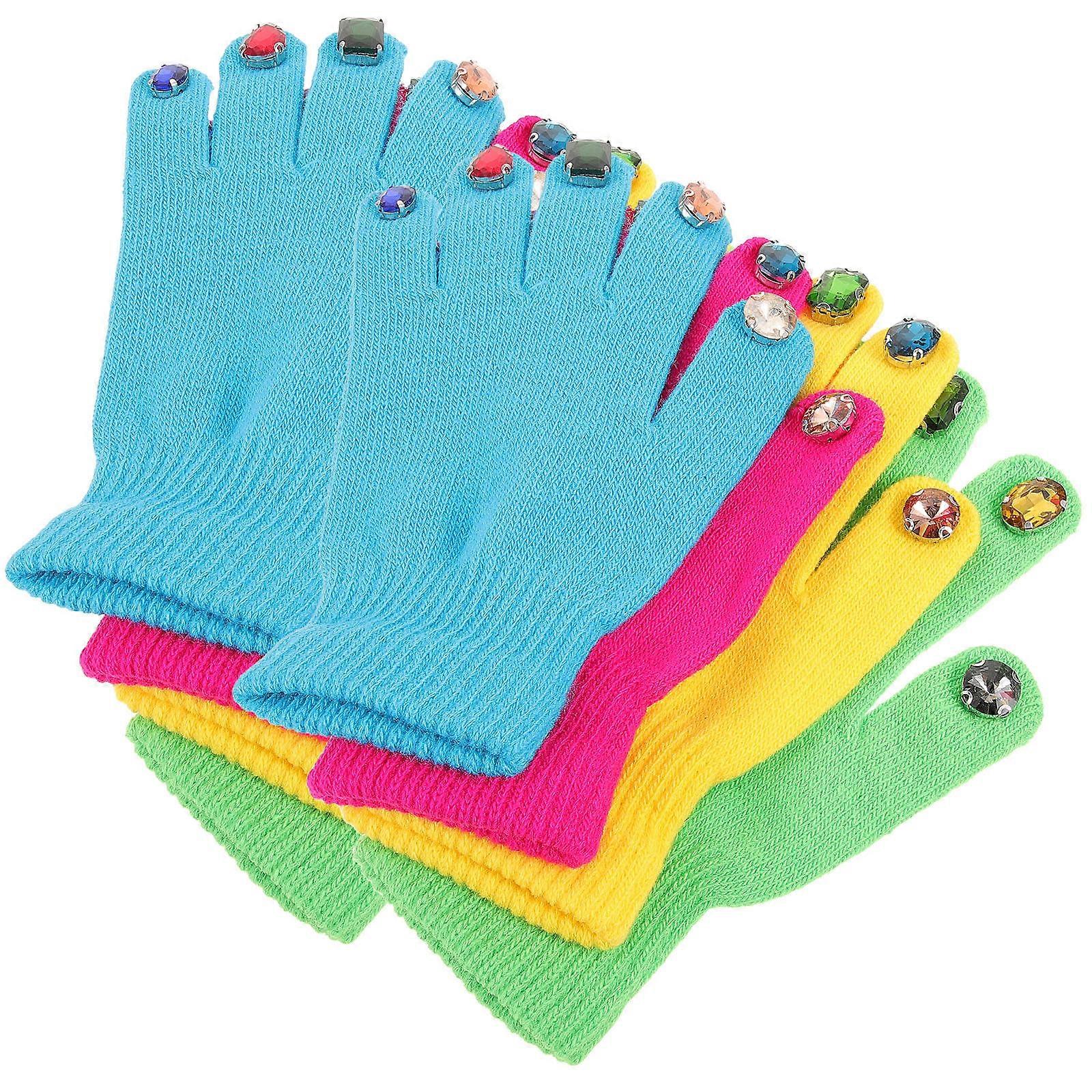 DIY Thermal Gloves For Women School Commuting Outdoor Running Full Finger Hand Warmth 4 Pairs