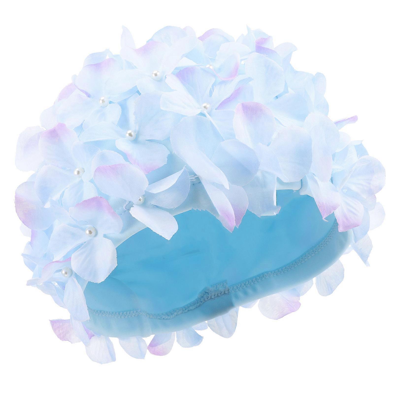 Elastic Chinlon Swim Cap for Women – Floral Petal Design, Durable Reusable Swimming Hat for Pool & Hot Spring Use