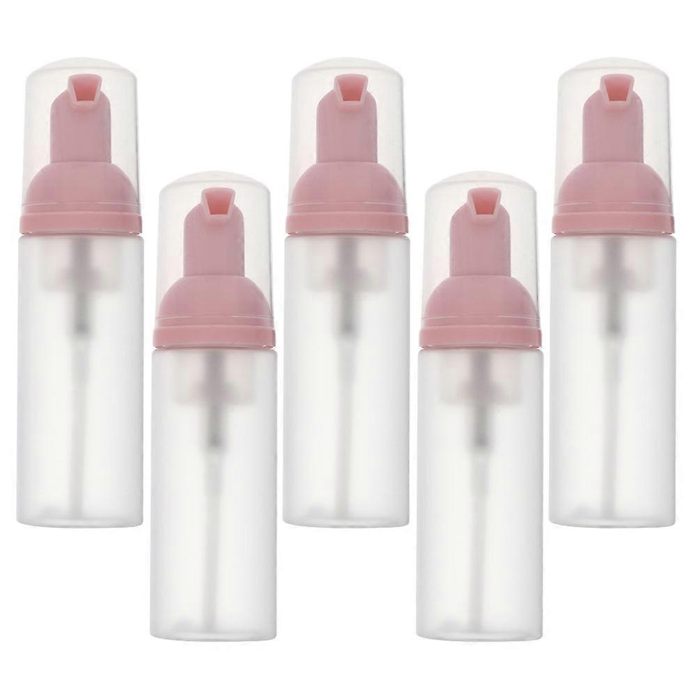 5Pcs Mousse Bubble Production Foaming Bottle For Home Use Frosted Pink Plastic Round Reusable