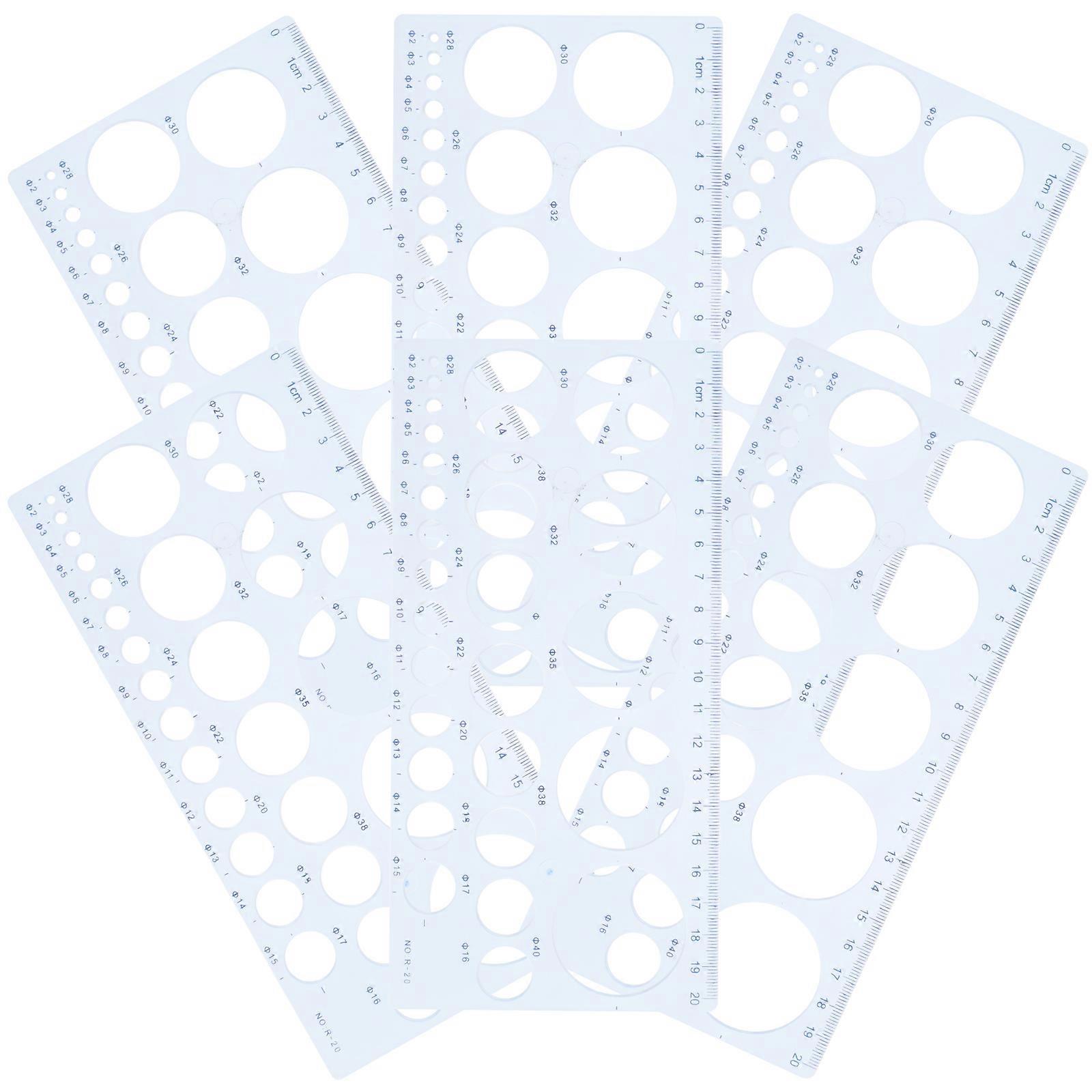 Geometric Drawing Tool 6Pcs Plastic Measuring Template Rulers For Engineering Art Design 21X10.1Cm Lightweight