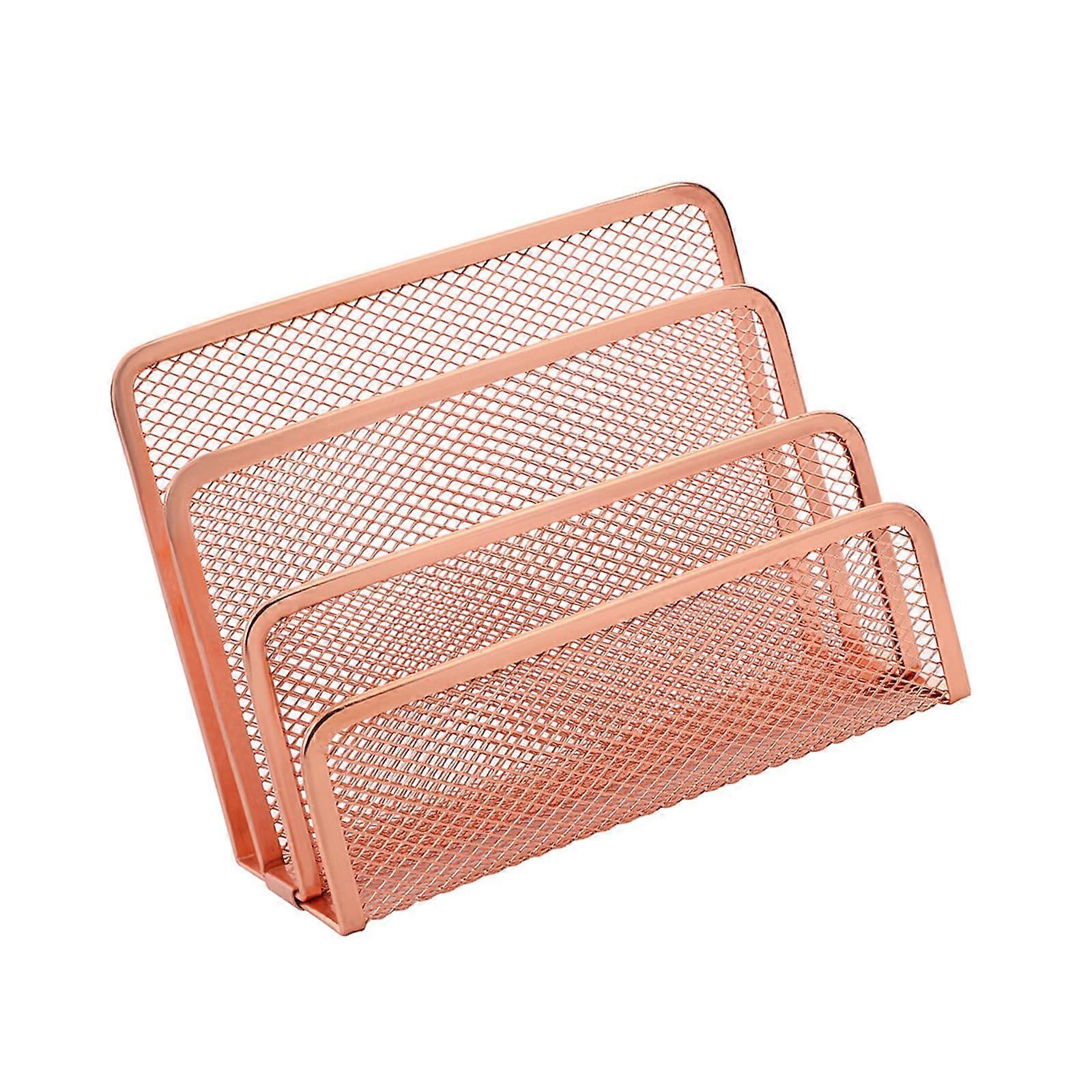 Desk File Organizer 3-Compartment Metal Magazine Rack 173x80x135mm Space-Saving