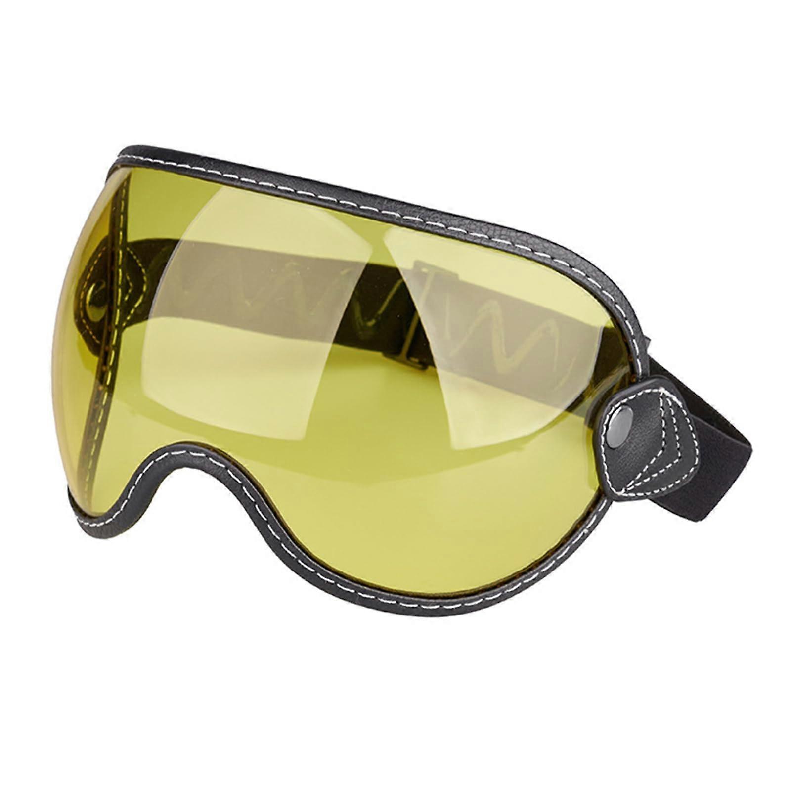 Bubble sunglasses with wide bubble lenses enhance biker safety in yellow.