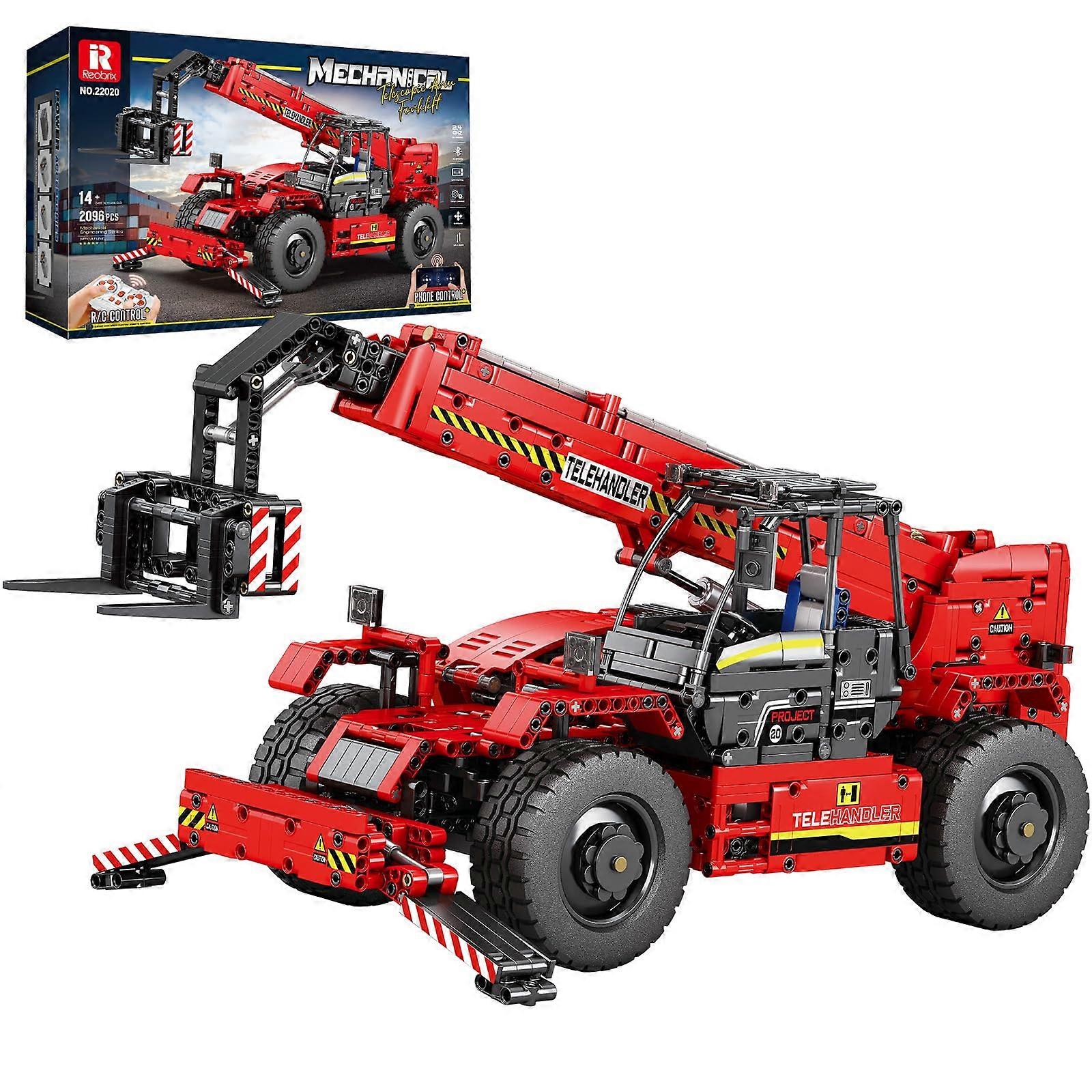 Telescopic Arm Forklift Building Block Set With Motor, RC Crane, Remote Controlled Tractor, Technic Truck Toy 14+