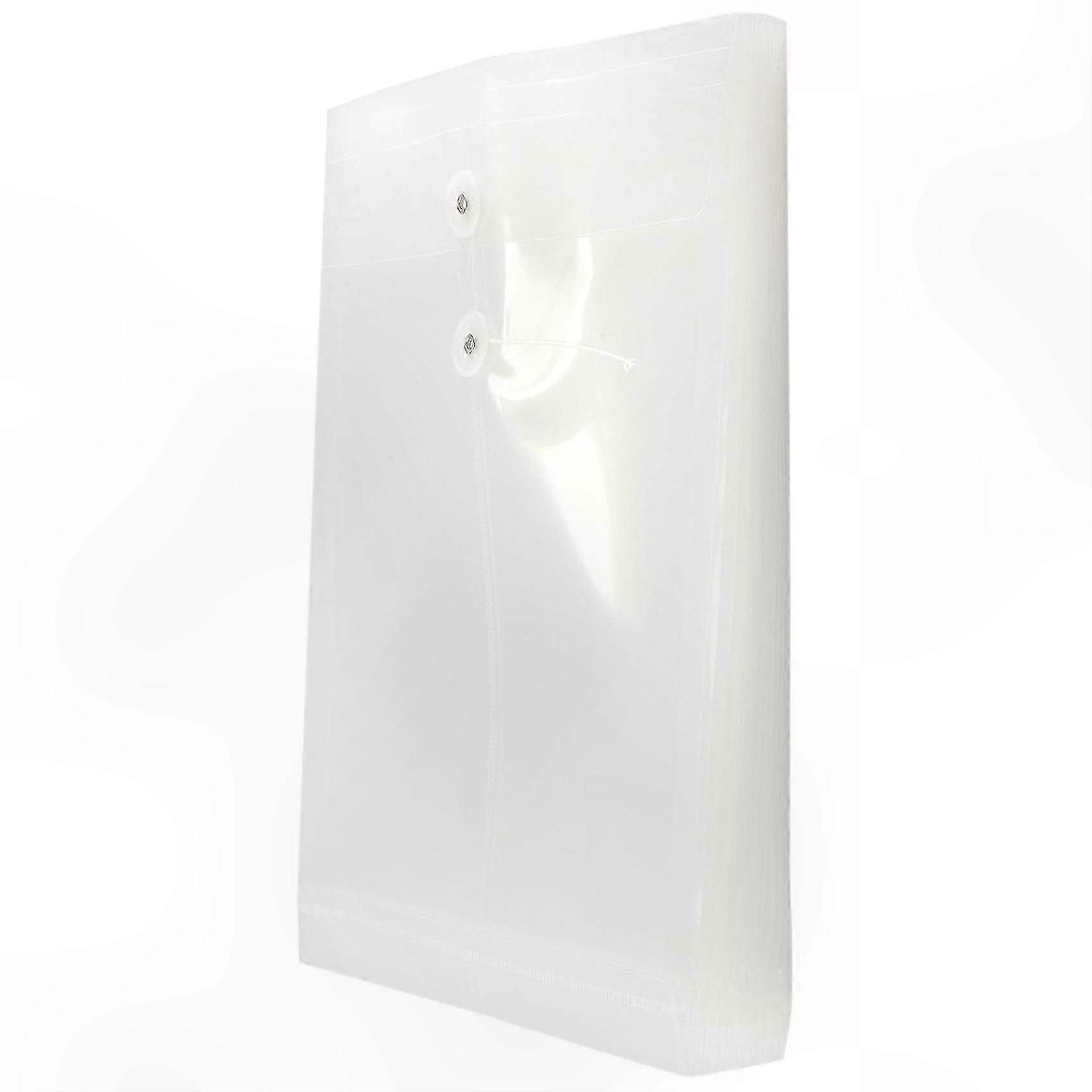 Clear Plastic Envelopes - Poly Expandable Files Document Folders with Button & String Tie Closure A4 (12-Pack)