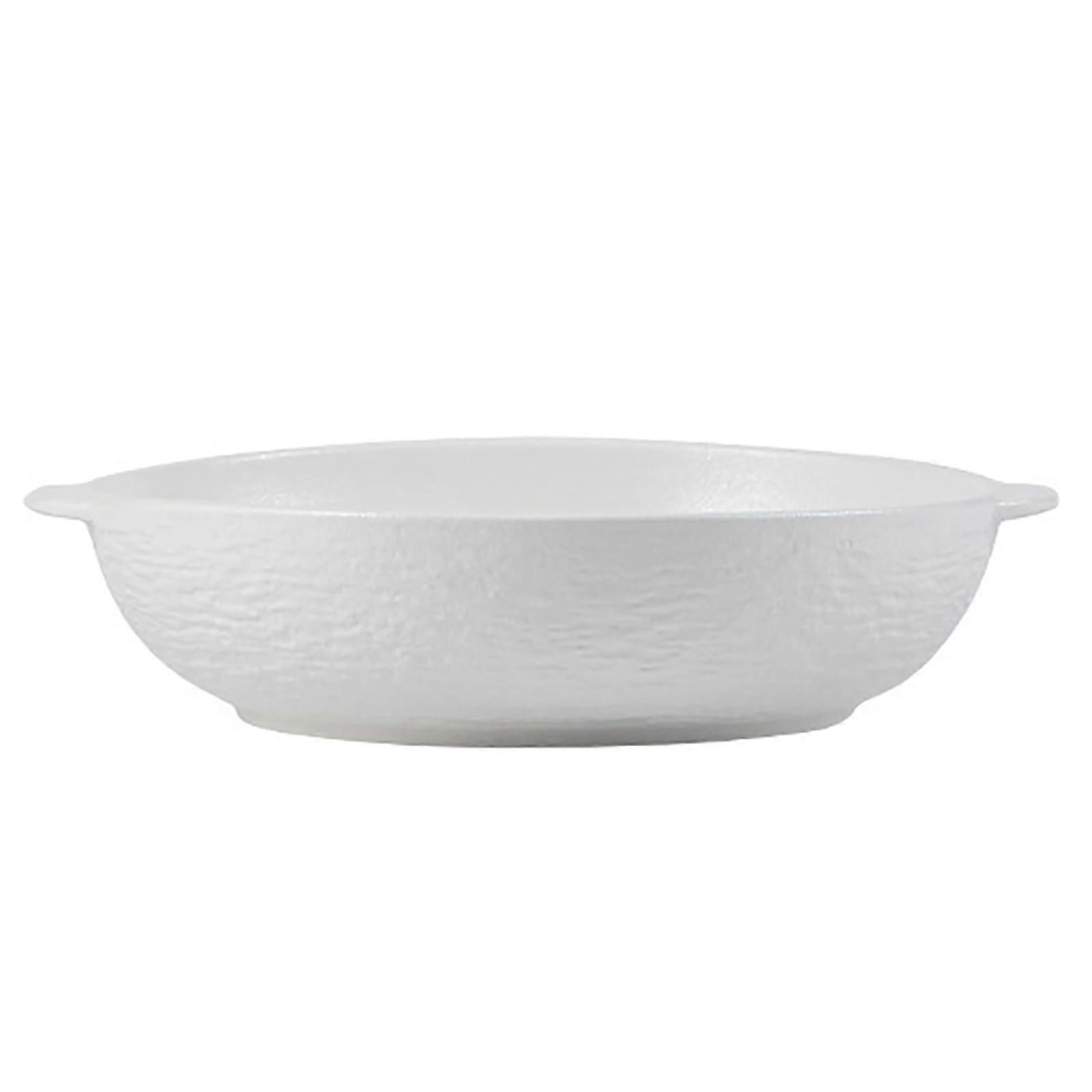 12in White Ceramic Serving Bowls with Handles, Dishwasher Safe, Stackable