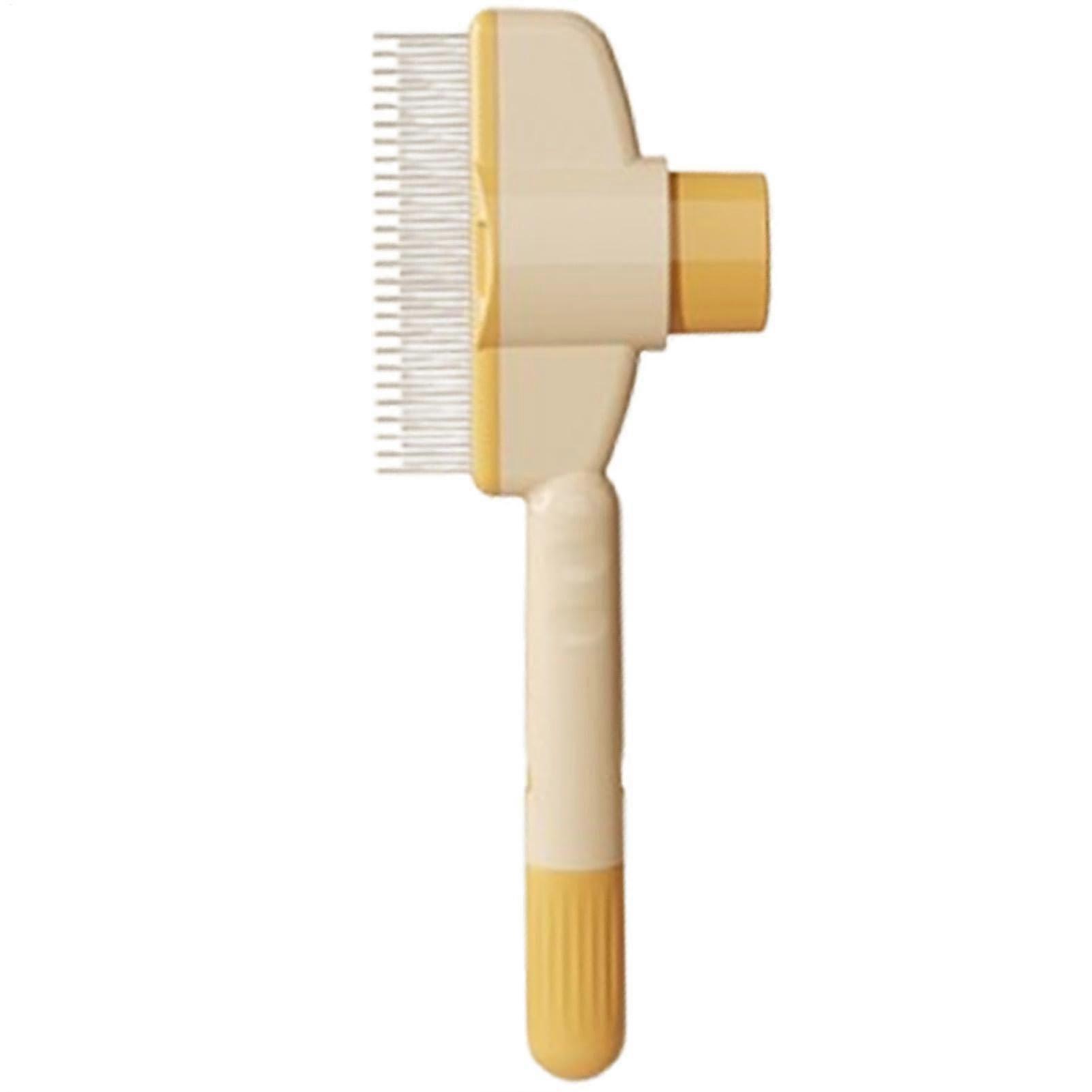 Katzenkamm – Cat Detangling Brush, Pet Hair Removal Comb, Large Dog Comb with Button Function, Yellow, Durable Design