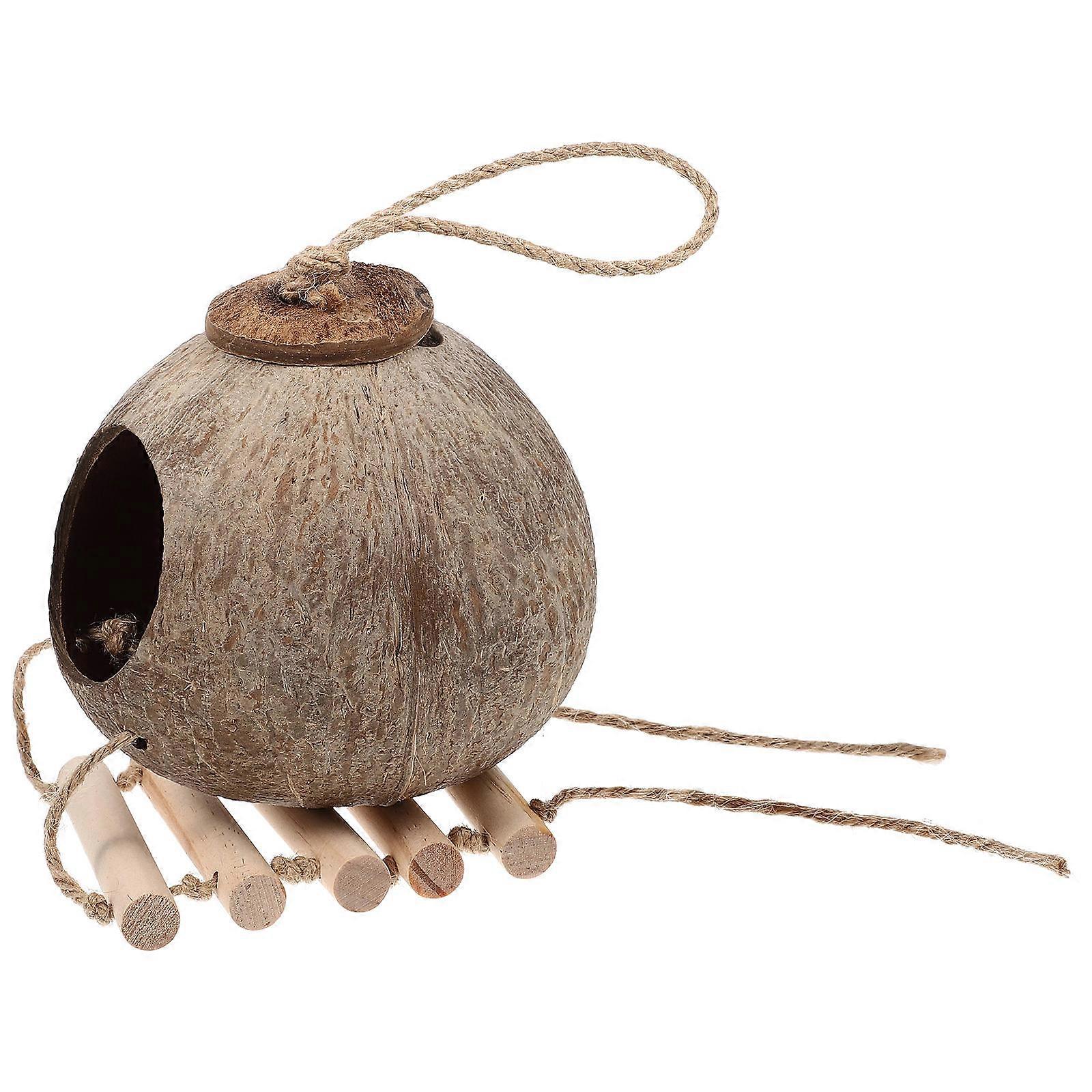 Coconuts Shell Hanging Bird Nest Lightweight Decorative Parrot Breeding Bed for Birds Reptiles Portable Cage Accessory Garden Use
