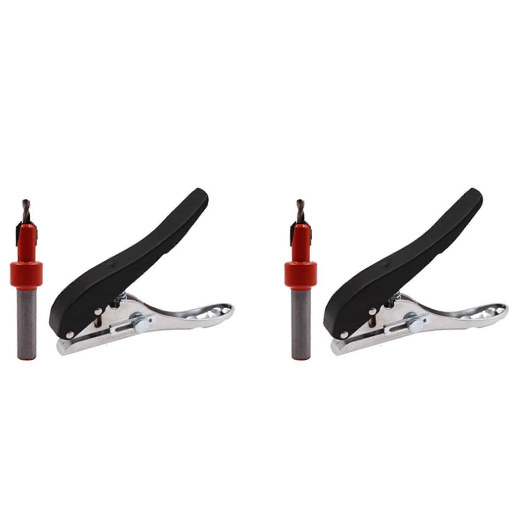 4-Piece Woodworking Tool Set, Adjustable Card Punch with 3.2mm Countersink Drill, Paper Screw Cover, Easy Positioning