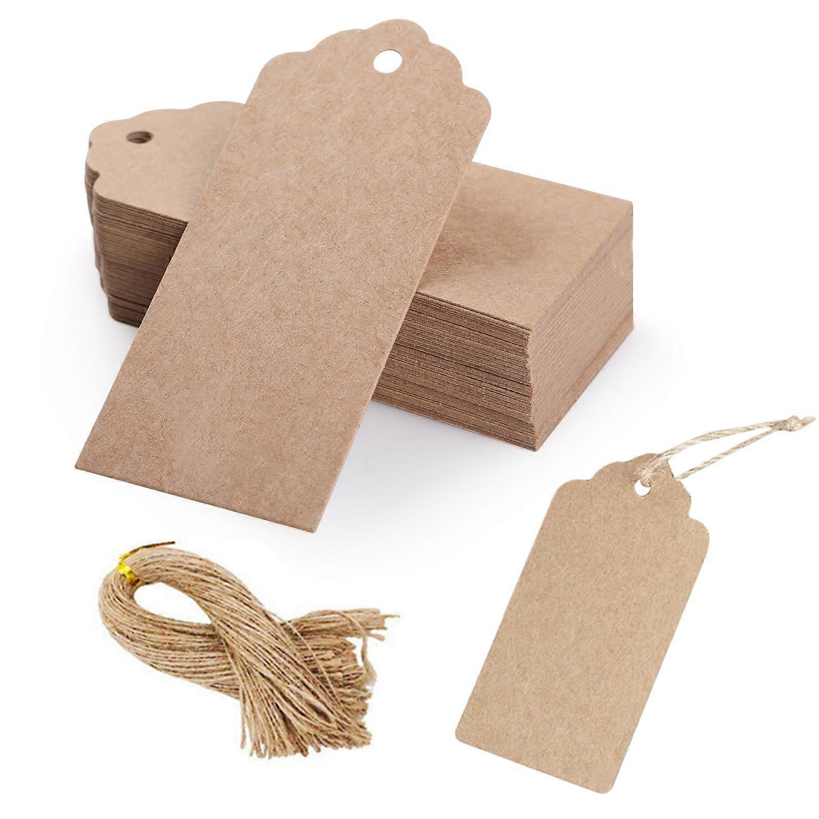 100 Pcs Kraft Paper Gift Tags, Blank Wrapping Tags, Hanging Name Labels with Twine, Wedding, Birthday, DIY, Cookies