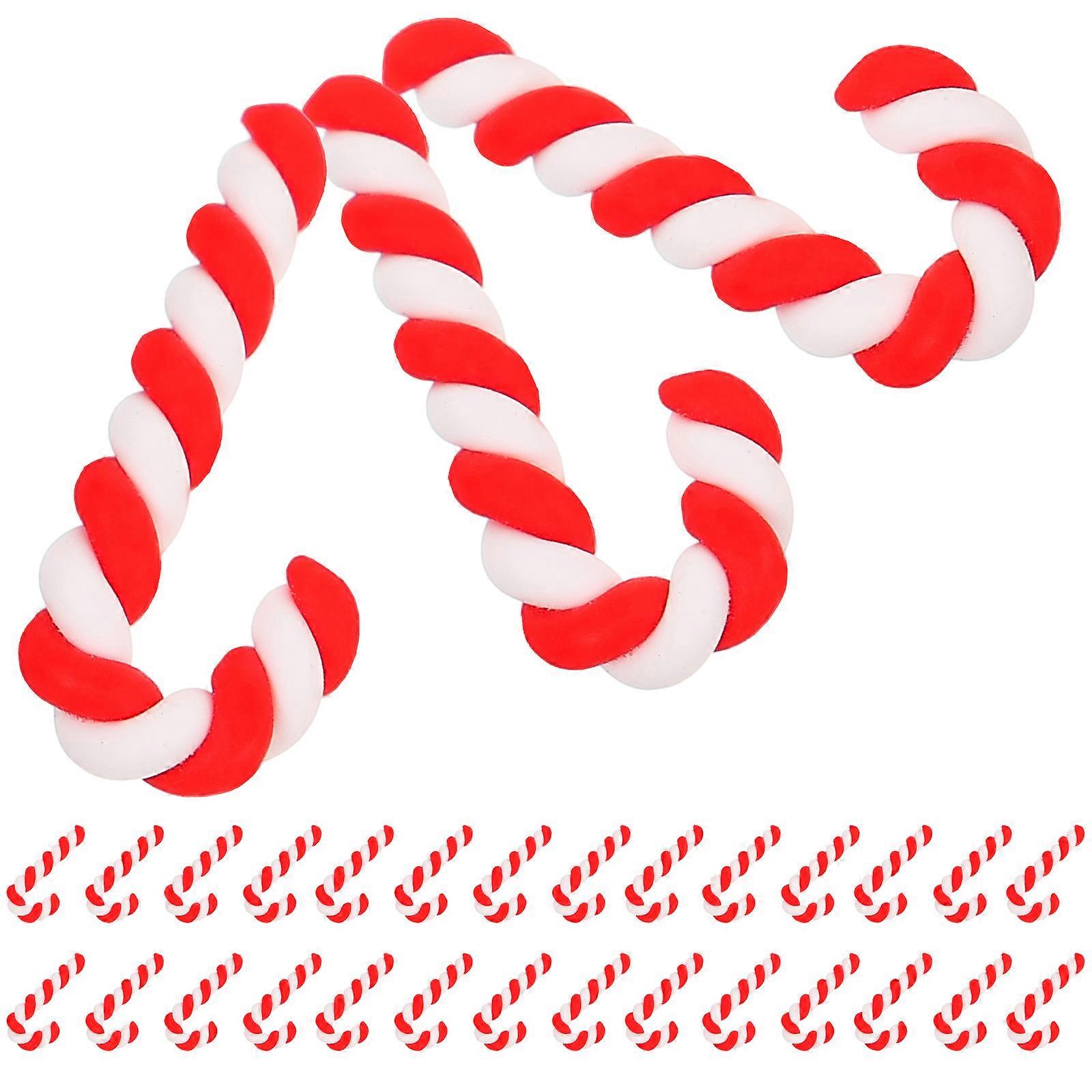 Mini Polymer Clay Charm Cane Shape Christmas Theme Diy Accessories for Headdress Red Soft Clay for 50Pcs