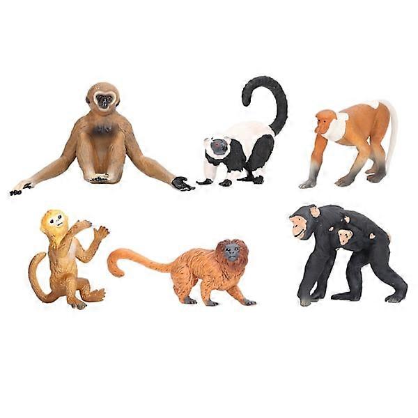 6-teiliges Monkey Models Playset Safe Simple Styling Simulation Kinder Lernspielzeug Set für Kinder.