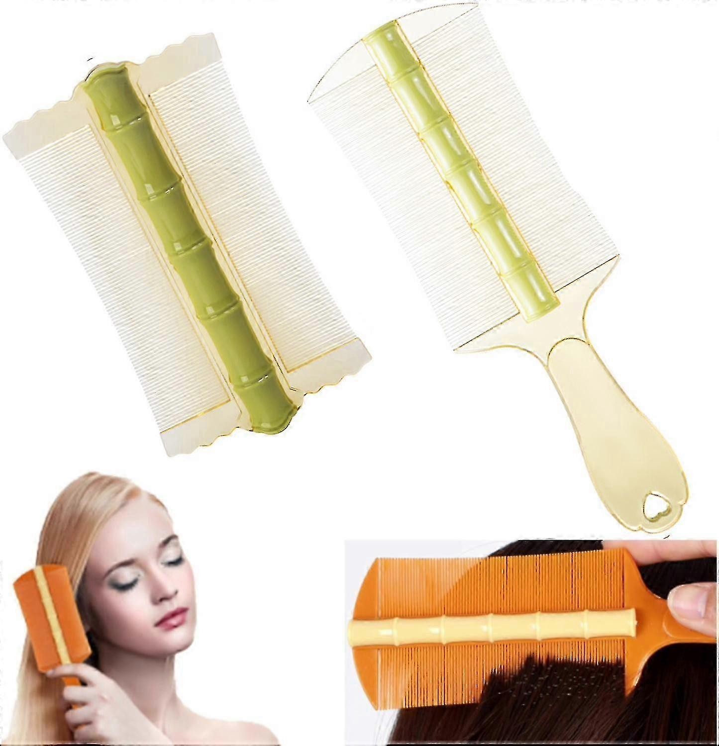 Fine Tooth Double-Sided Bamboo Hair Comb - for Removing Fleas, Lice, Dandruff & Tangled Hair