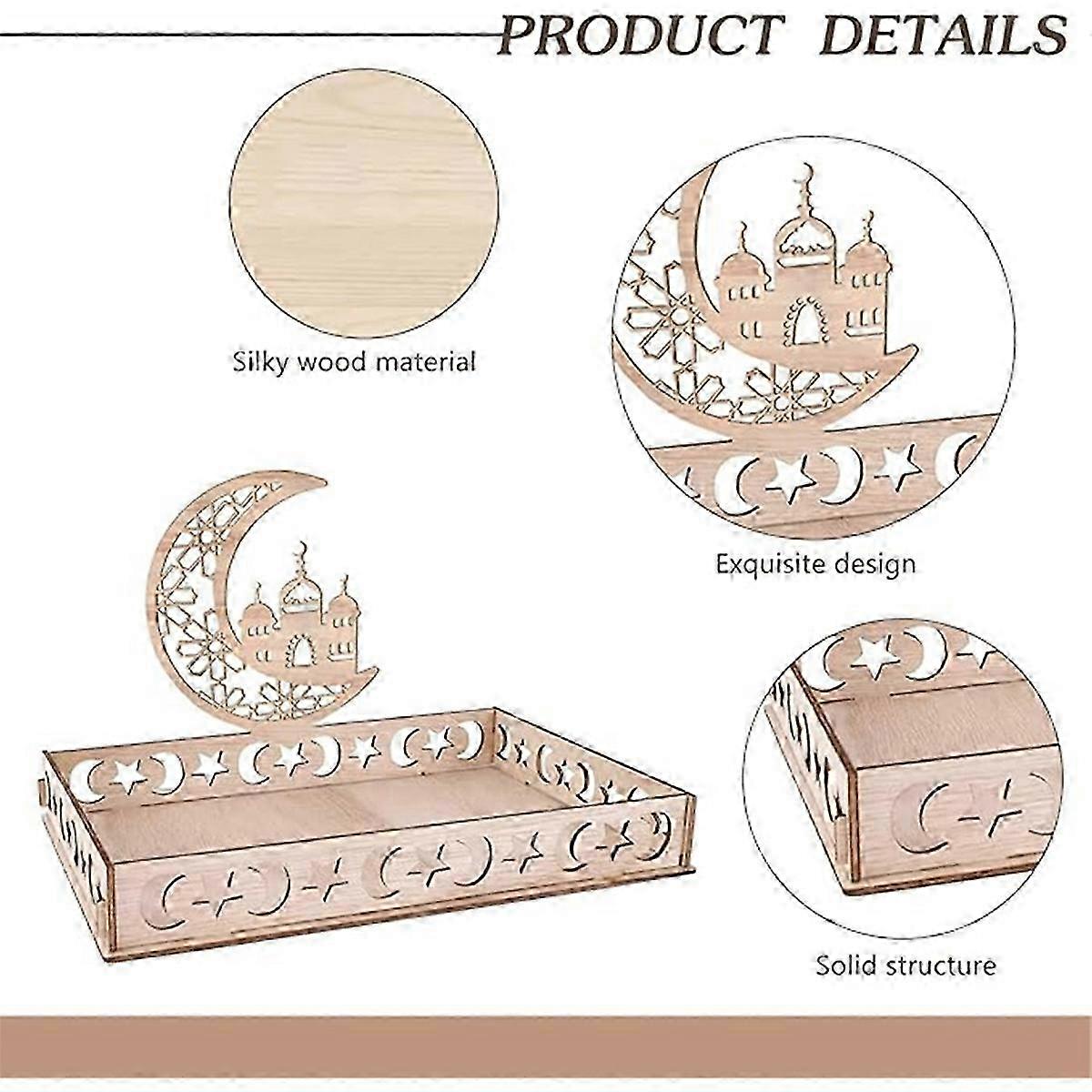 Ramadan Plate Eid Mubarak Tray Table Decor for Dessert Serving Tray
