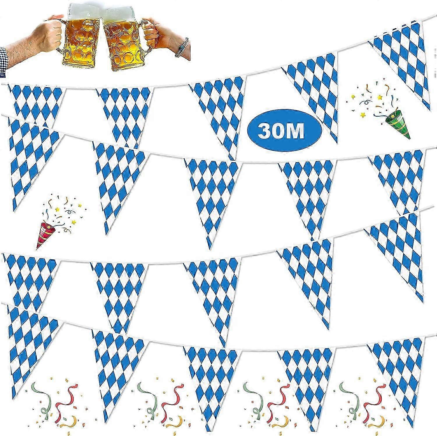 3-Piece Oktoberfest Flag Set, Each 10 Metres Long, for Extended Bavarian Party Decor